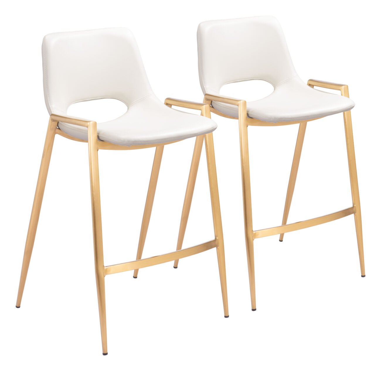 Desi Counter Stool (Set of 2) White & Gold - Image 11