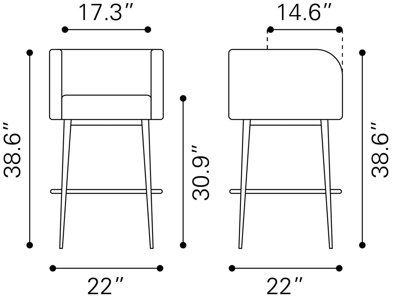Horbat Barstool (Set of 2) Black - Image 10