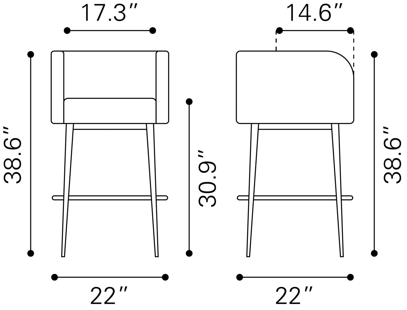 Horbat Barstool (Set of 2) Black - Image 10