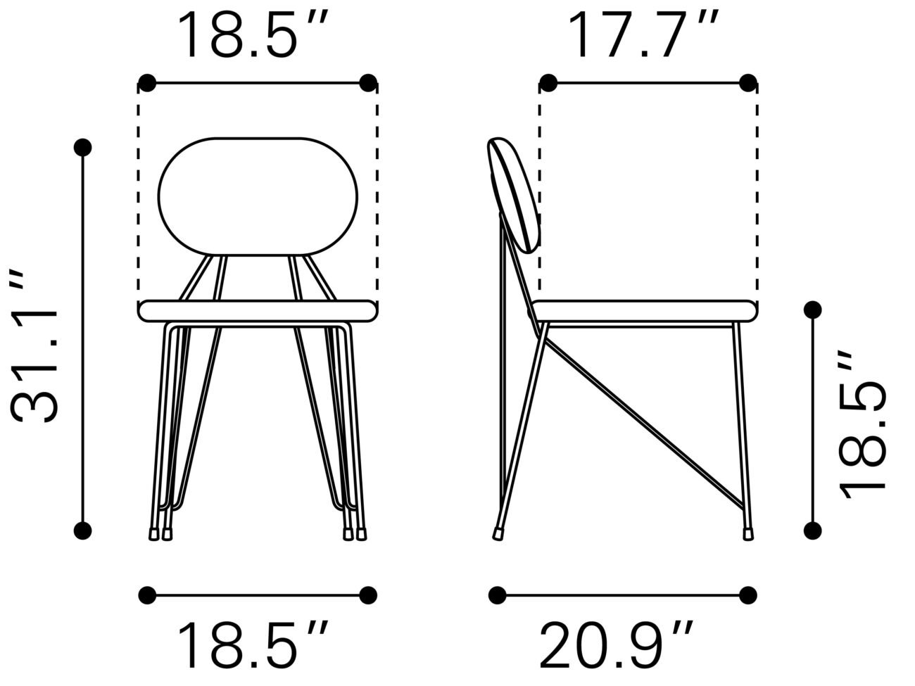 Georges Dining Chair (Set of 2) Gray & Gold - Image 10