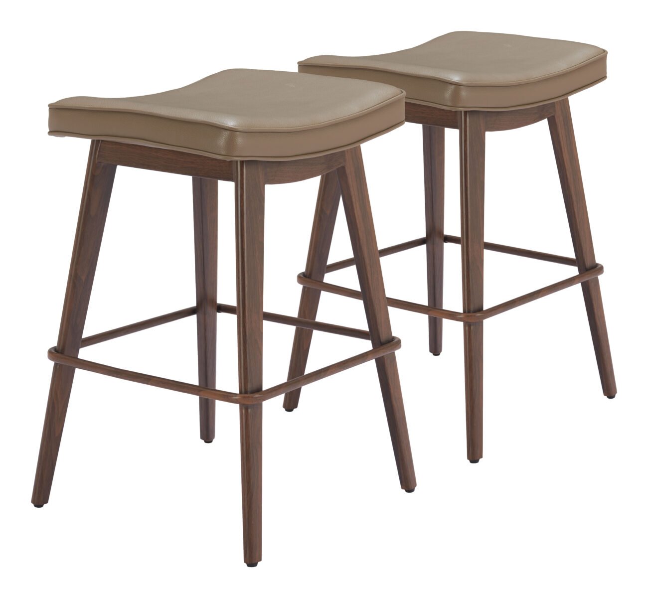 Divat Barstool (Set of 2) Taupe & Walnut - Image 7