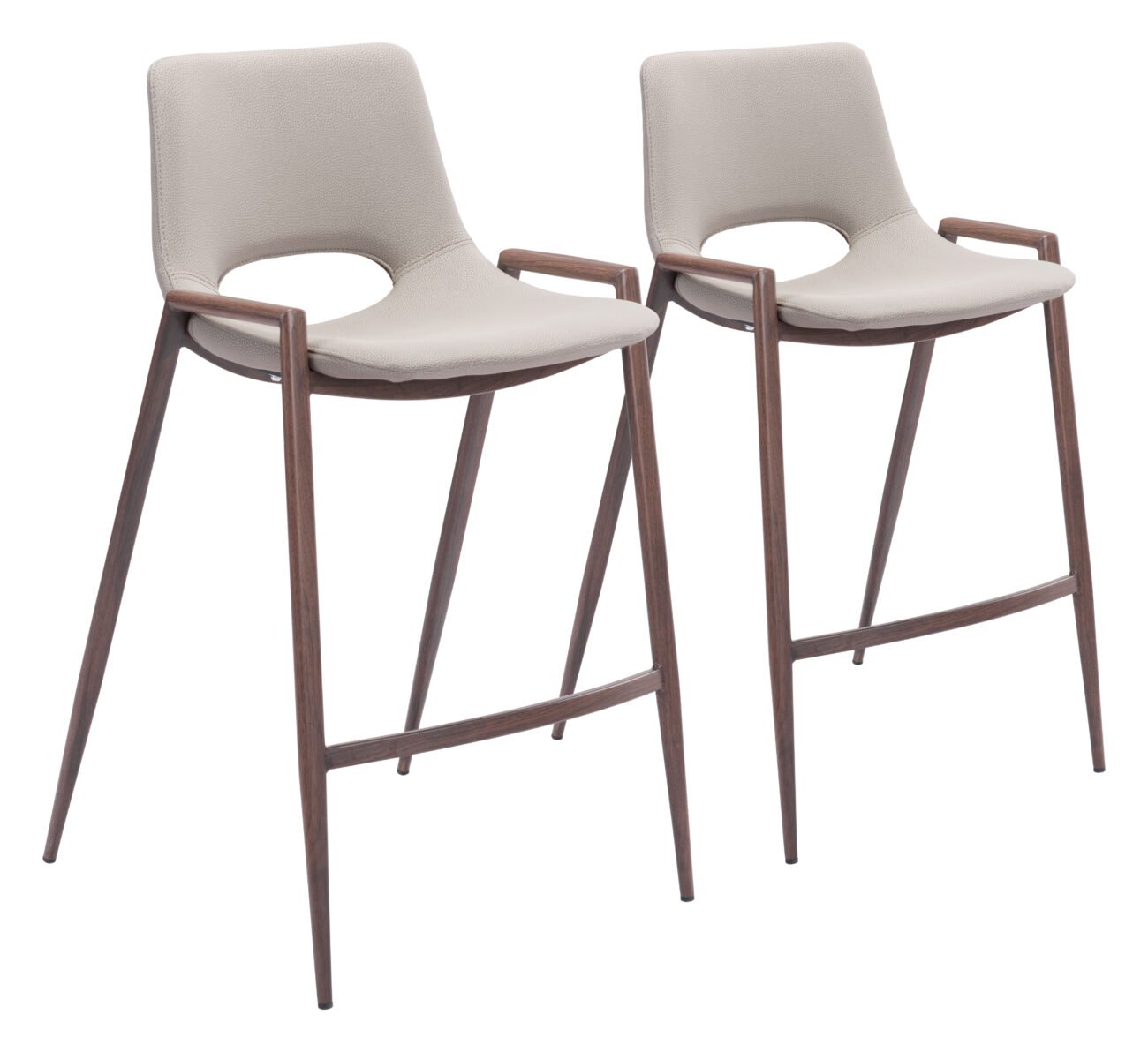 Desi Counter Stool (Set of 2) Beige & Walnut - Image 11