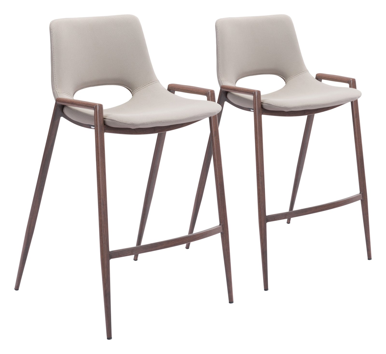 Desi Counter Stool (Set of 2) Beige & Walnut - Image 11
