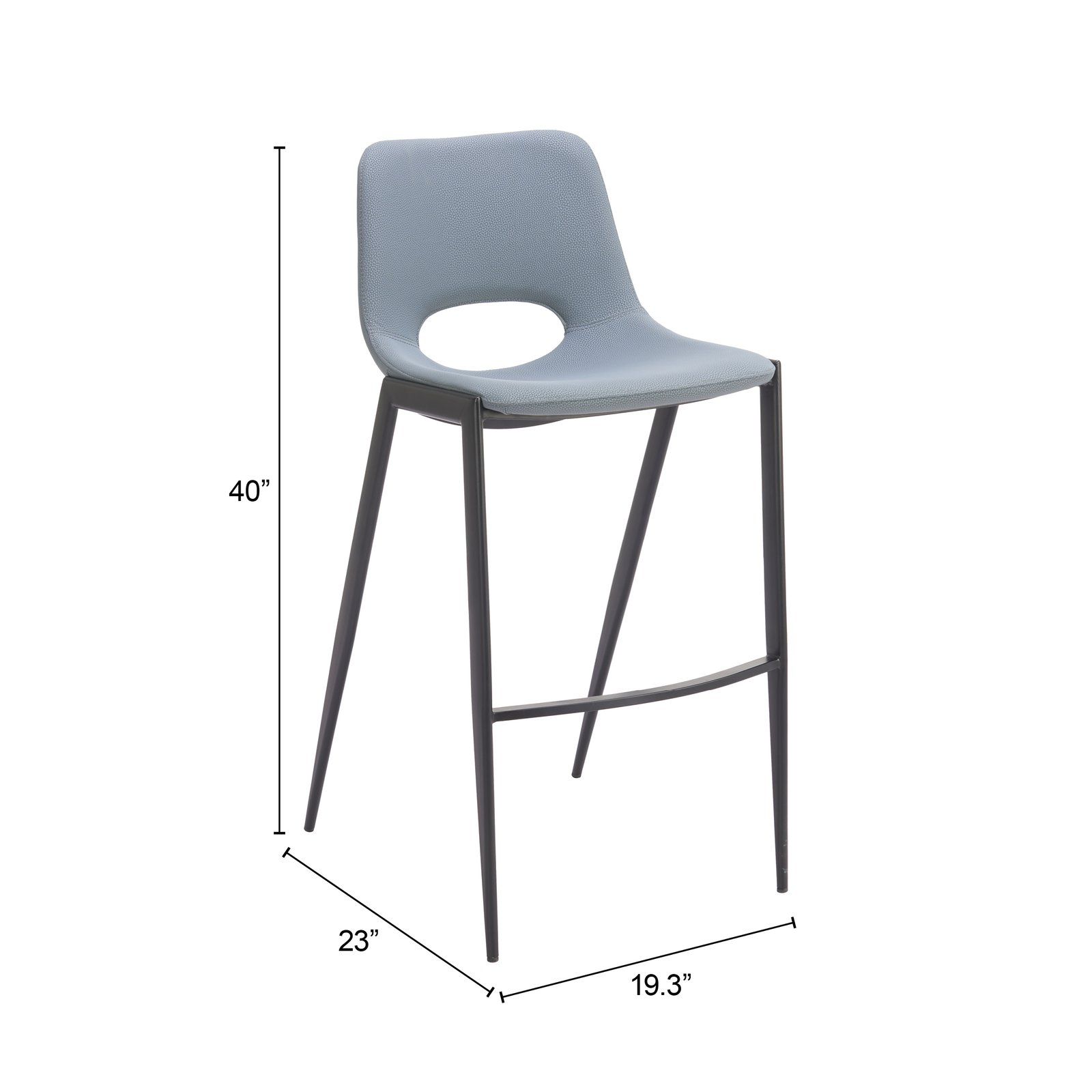 Desi Armless Barstool (Set of 2) Azure Gray - Image 2
