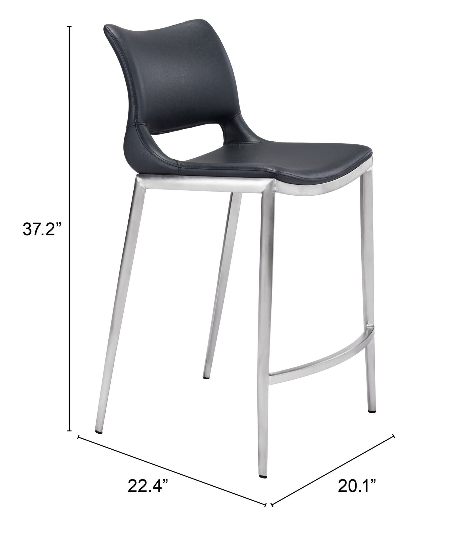 Ace Counter Stool (Set of 2) Black & Silver - Image 9