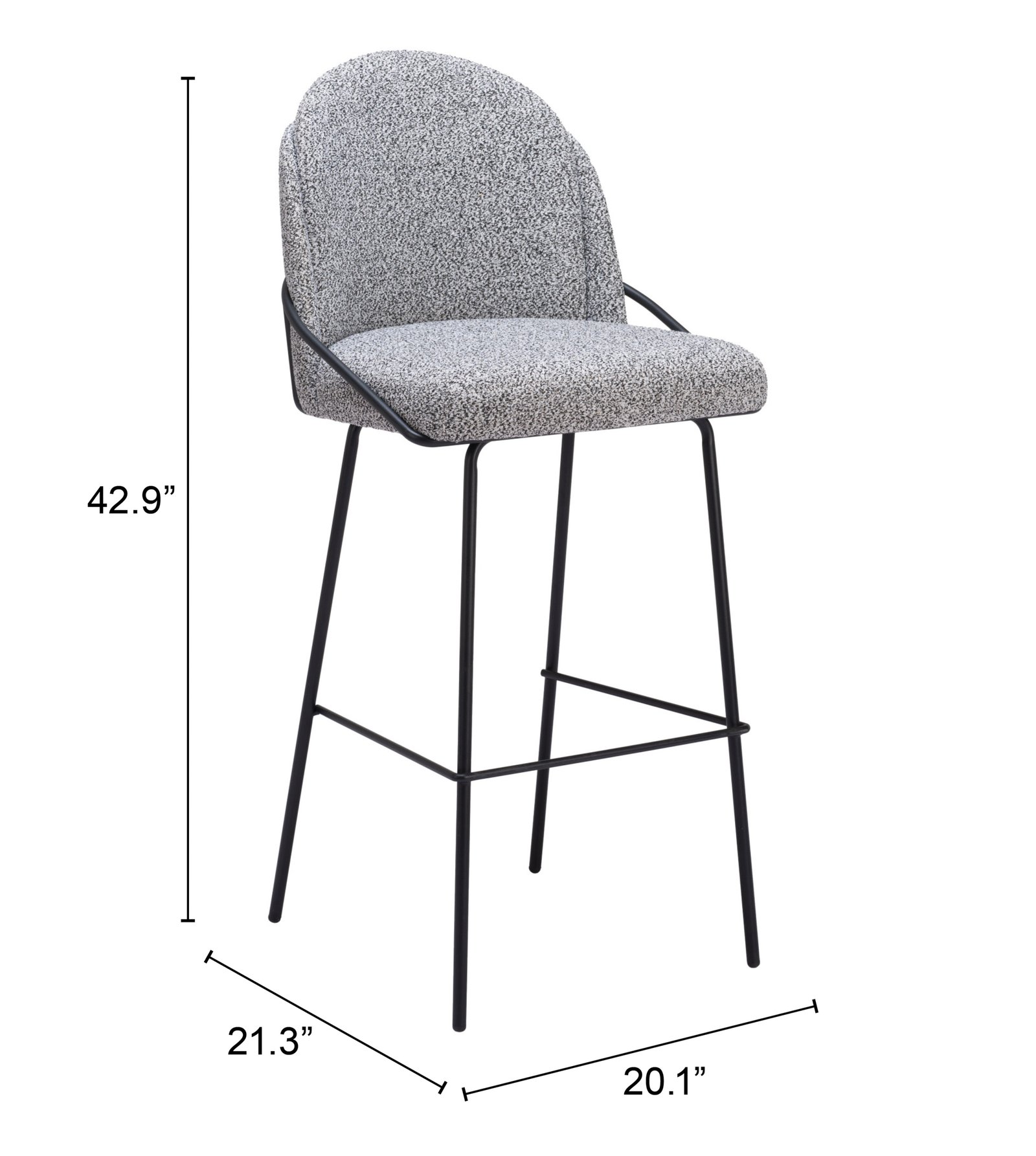 Jambi Barstool (Set of 2) Black & White - Image 11