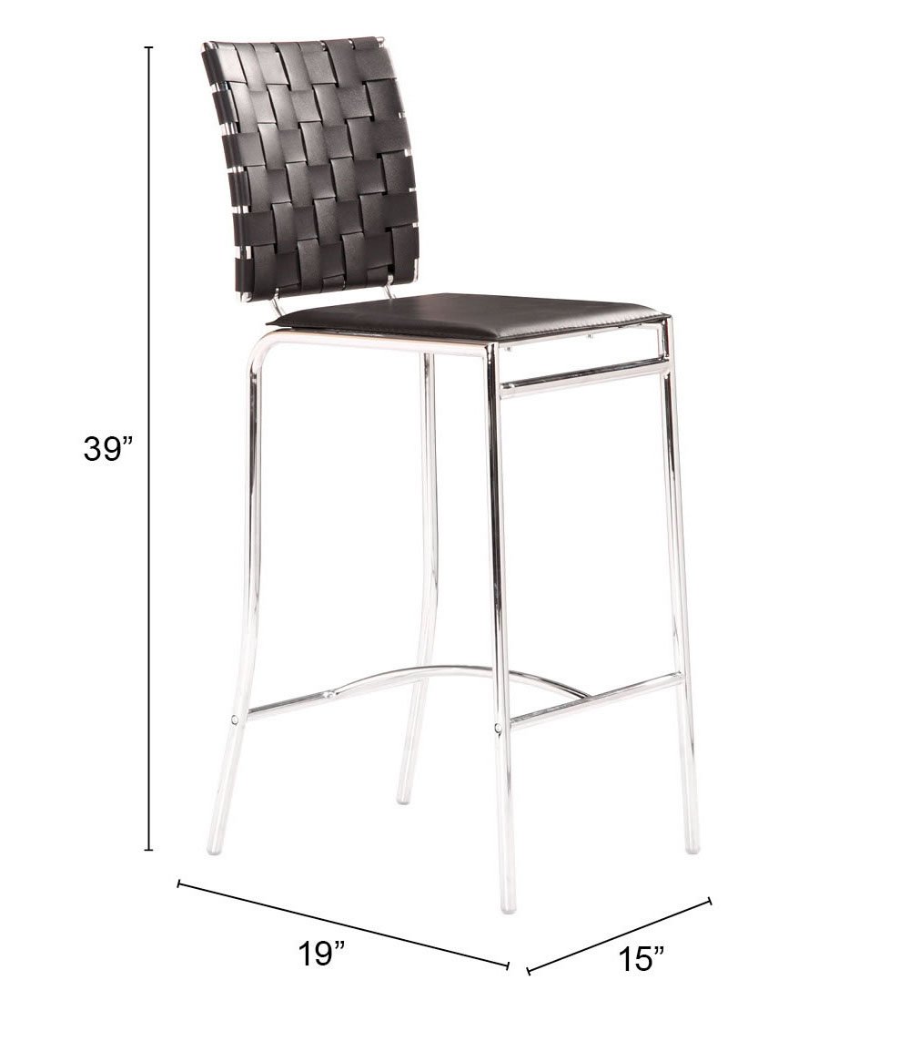Criss Cross Counter Stool (Set of 2) Black - Image 9