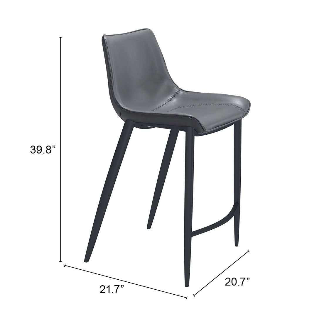 Magnus Counter Stool (Set of 2) Dark Gray & Black - Image 9