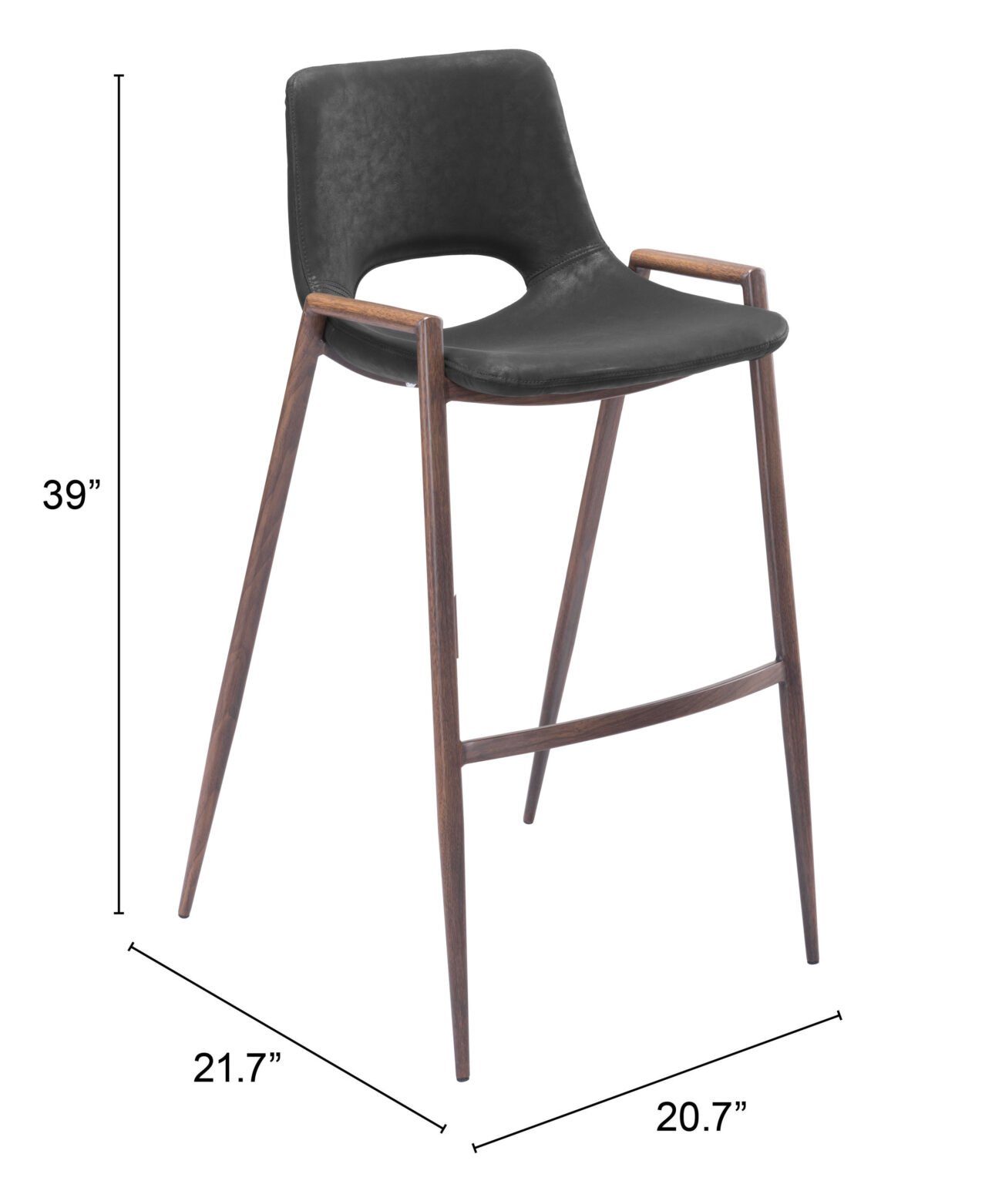 Desi Barstool (Set of 2) Black & Walnut - Image 10