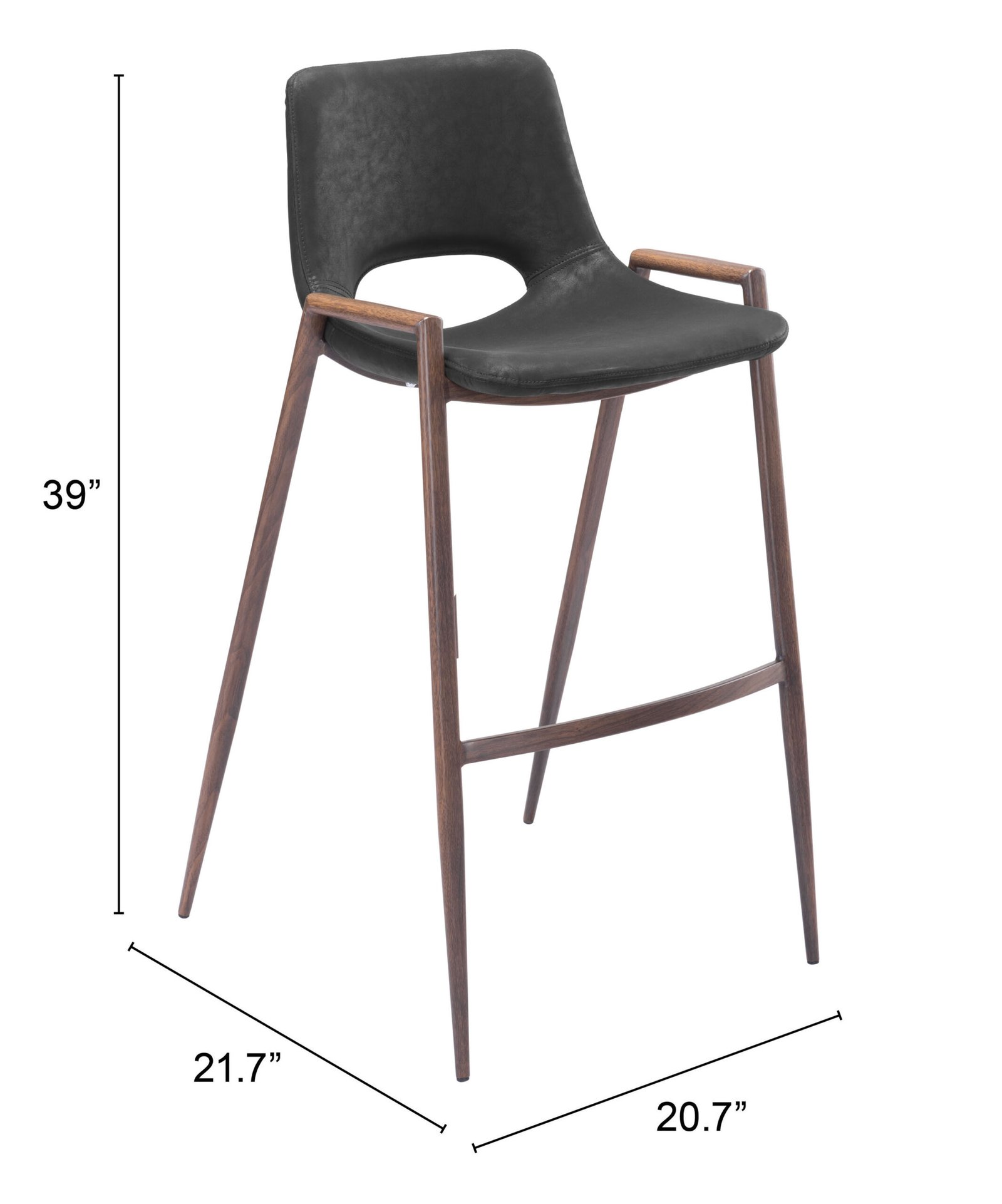 Desi Barstool (Set of 2) Black & Walnut - Image 10
