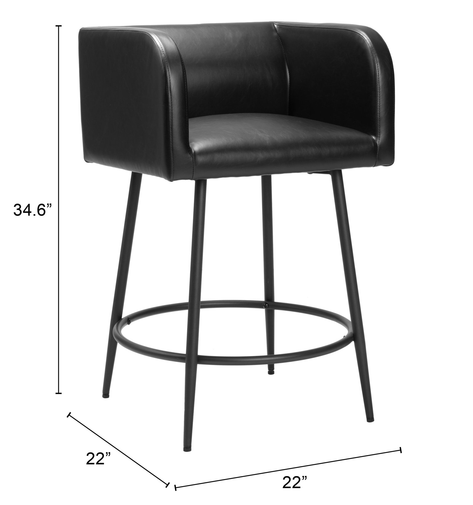 Horbat Counter Stool (Set of 2) Black - Image 9