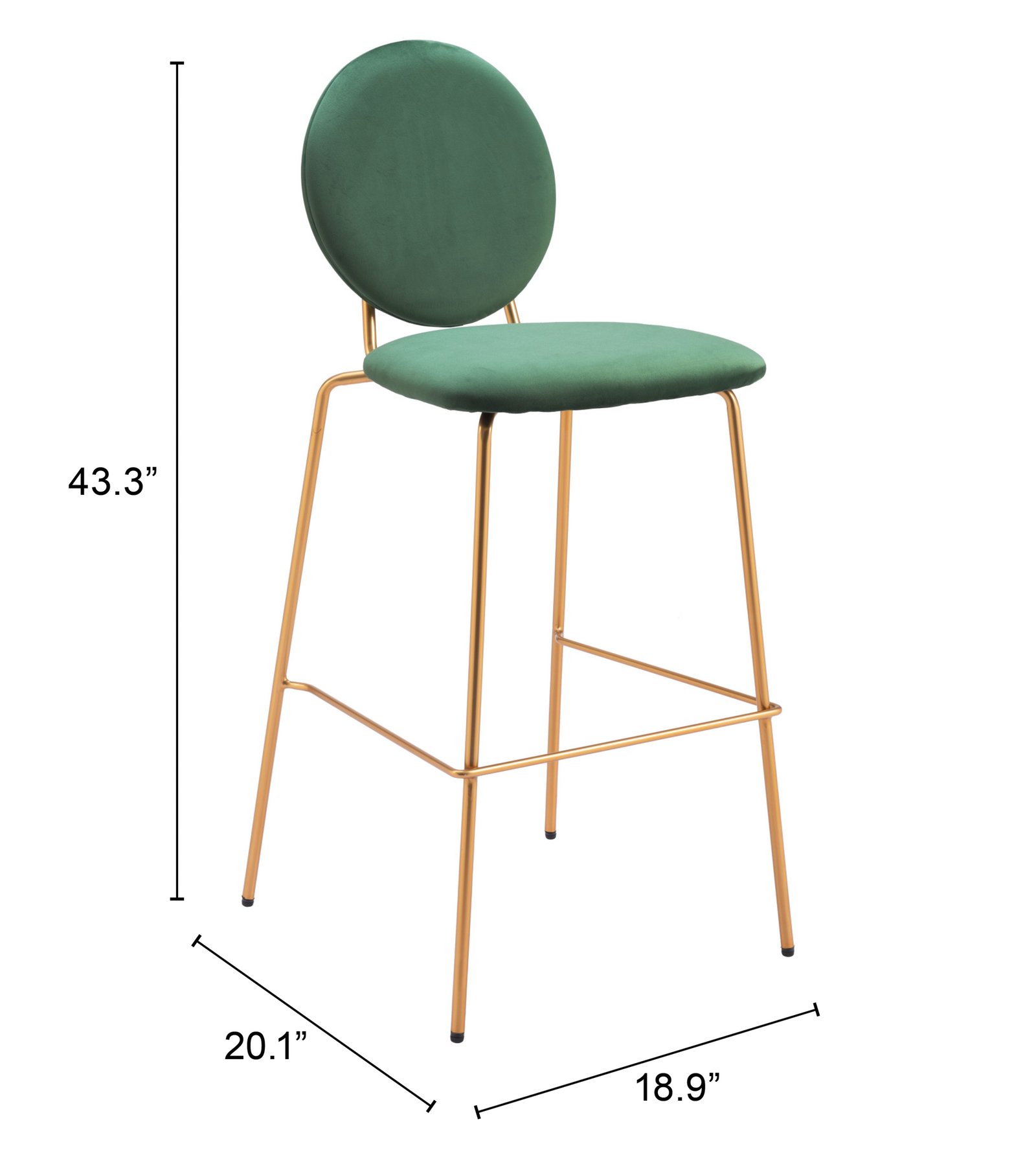 Odessa Barstool (Set of 2) Green & Gold - Image 11