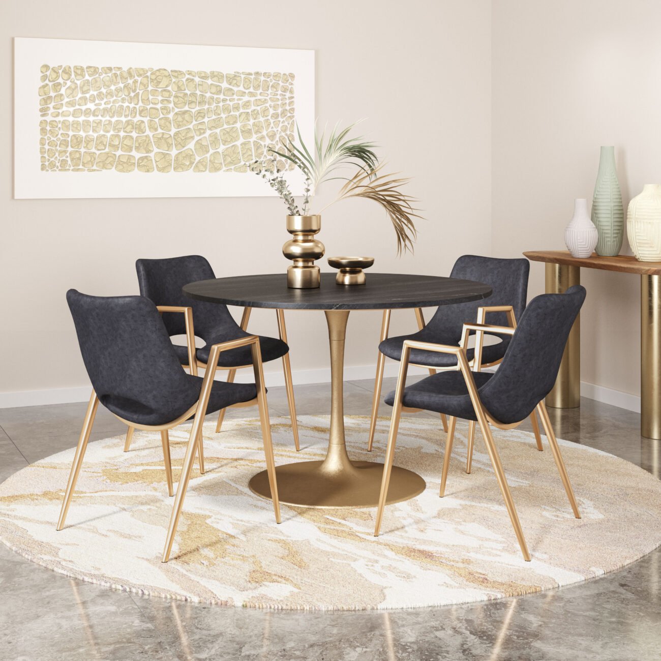 Desi Dining Chair (Set of 2) Black & Gold - Image 2