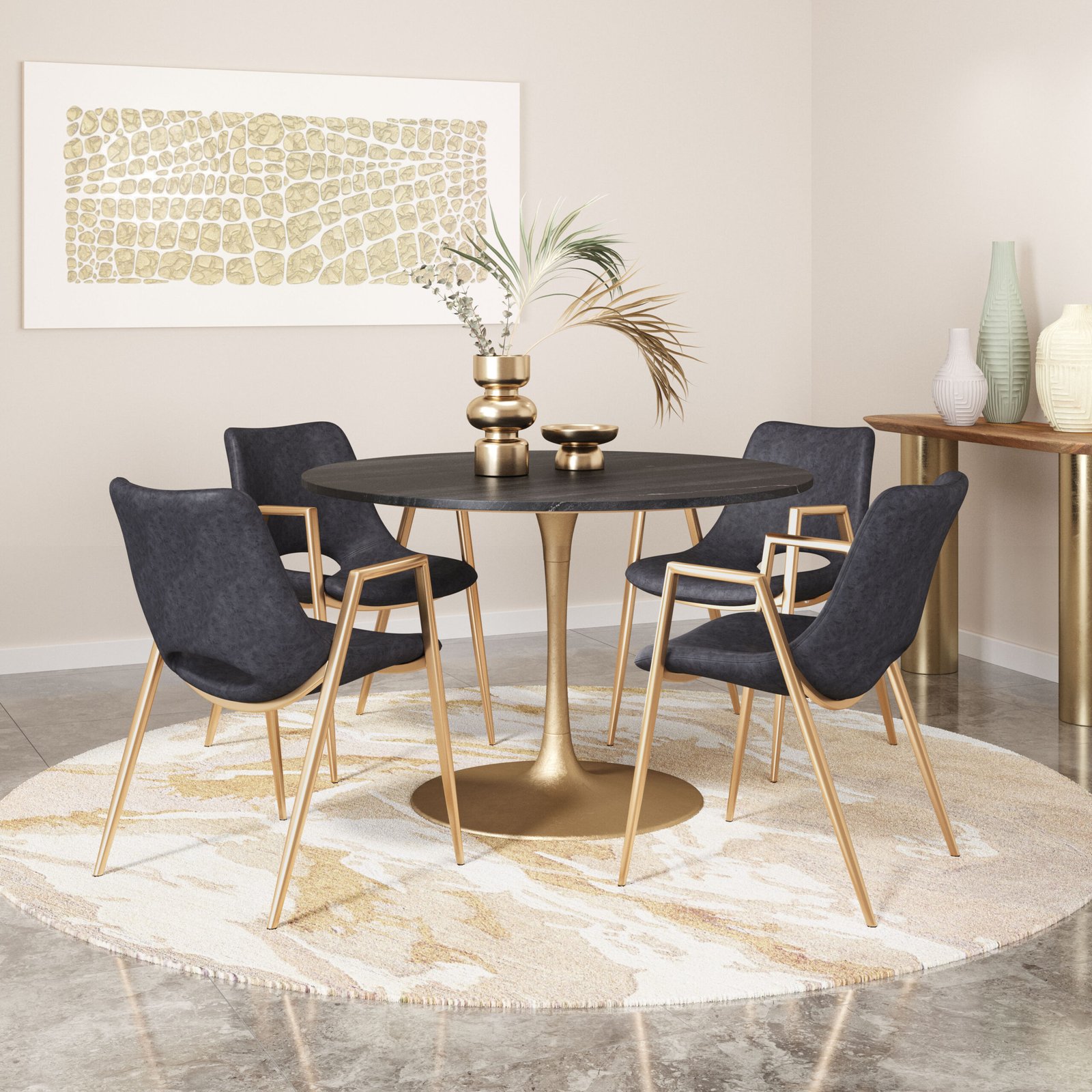 Desi Dining Chair (Set of 2) Black & Gold - Image 2