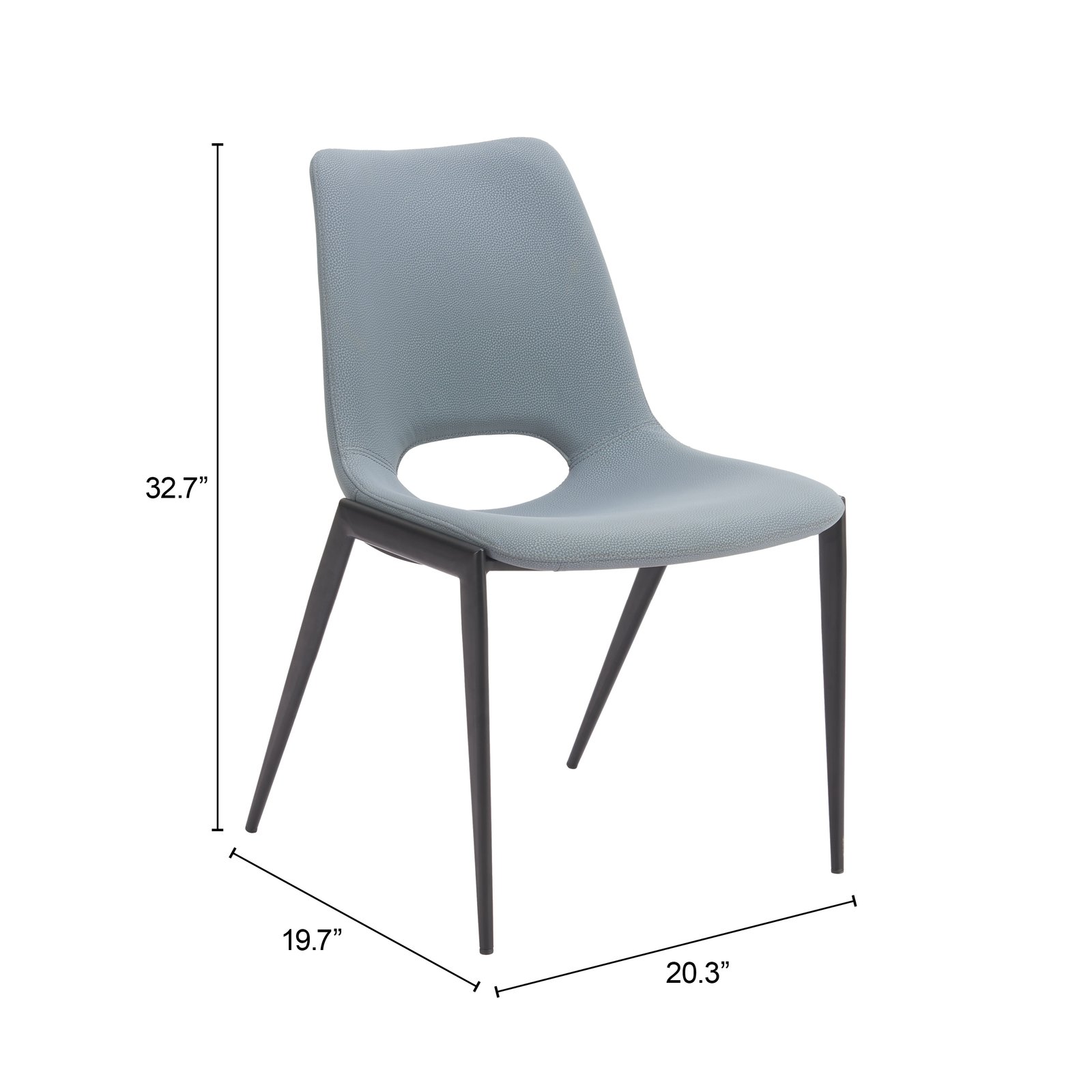 Desi Armless Dining Chair (Set of 2) Azure Gray - Image 8