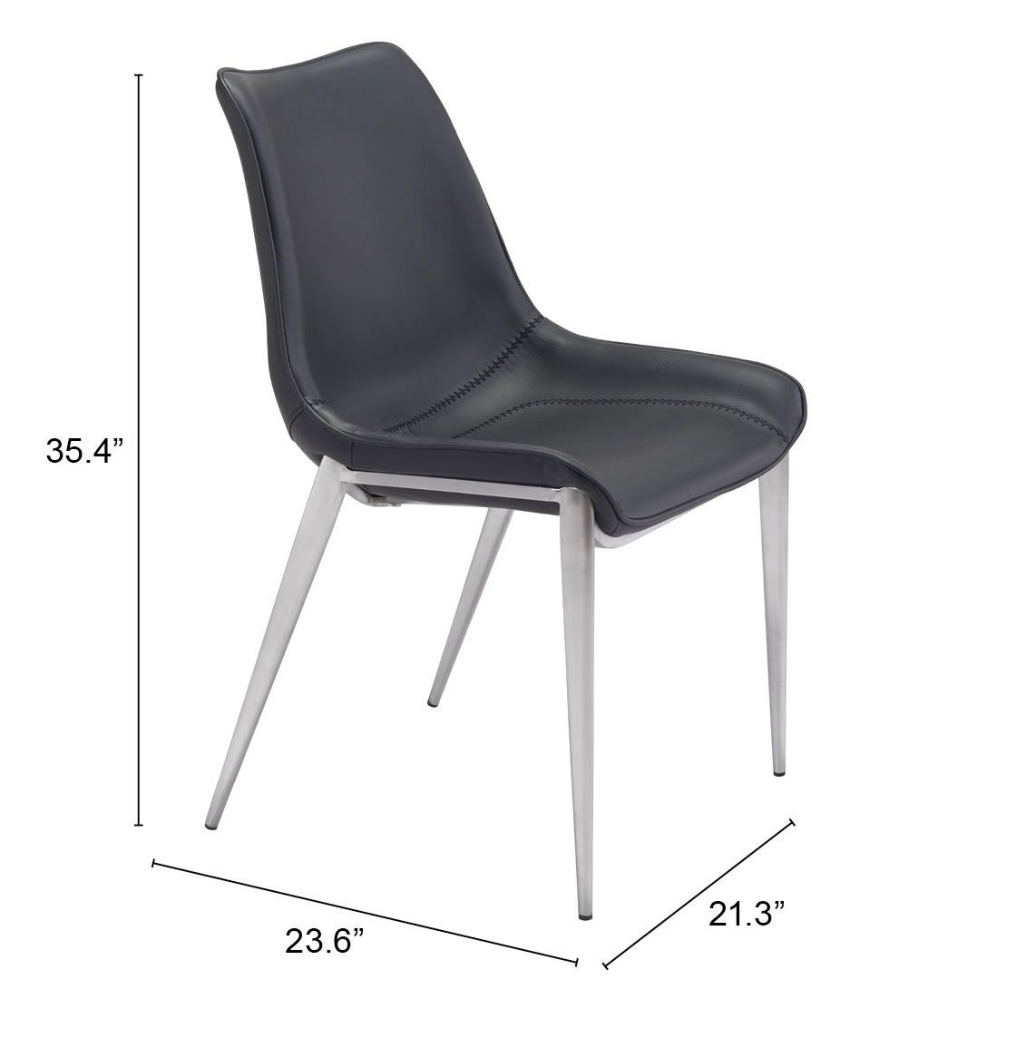 Magnus Dining Chair (Set of 2) Black & Silver - Image 10