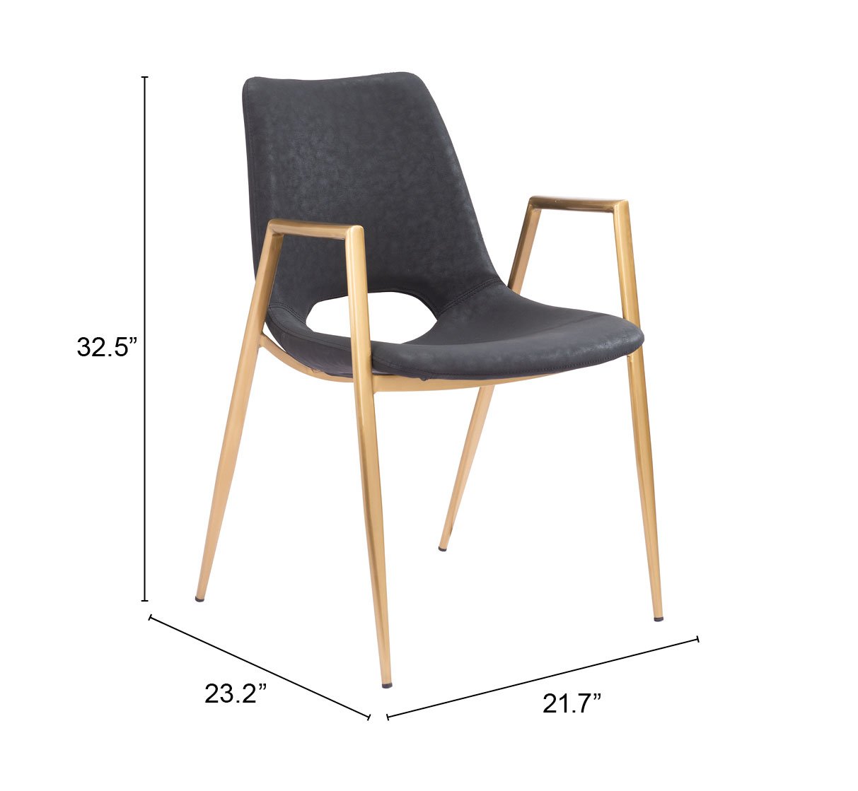 Desi Dining Chair (Set of 2) Black & Gold - Image 10