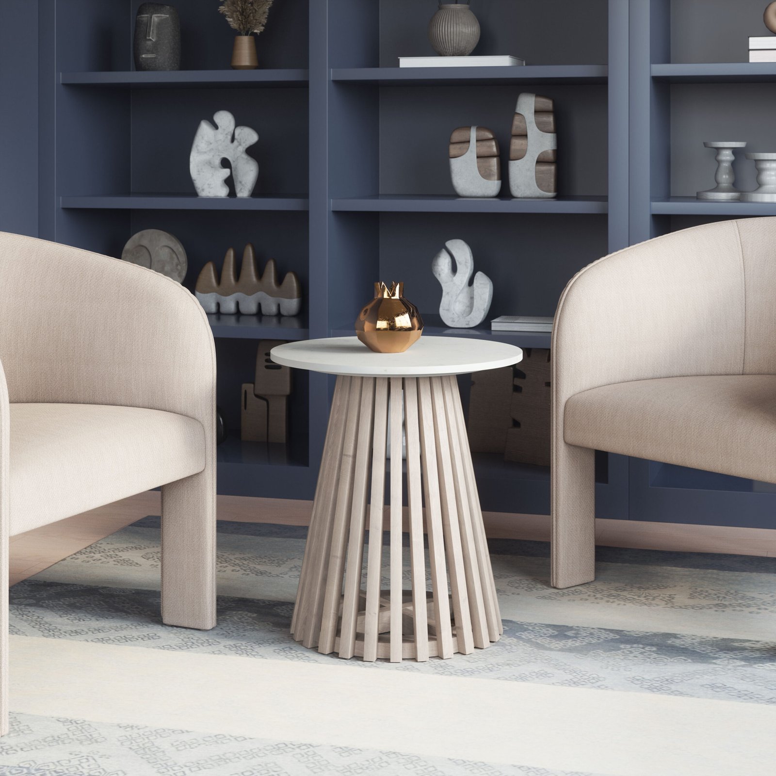 Mazara Side Table White & Whitewashed