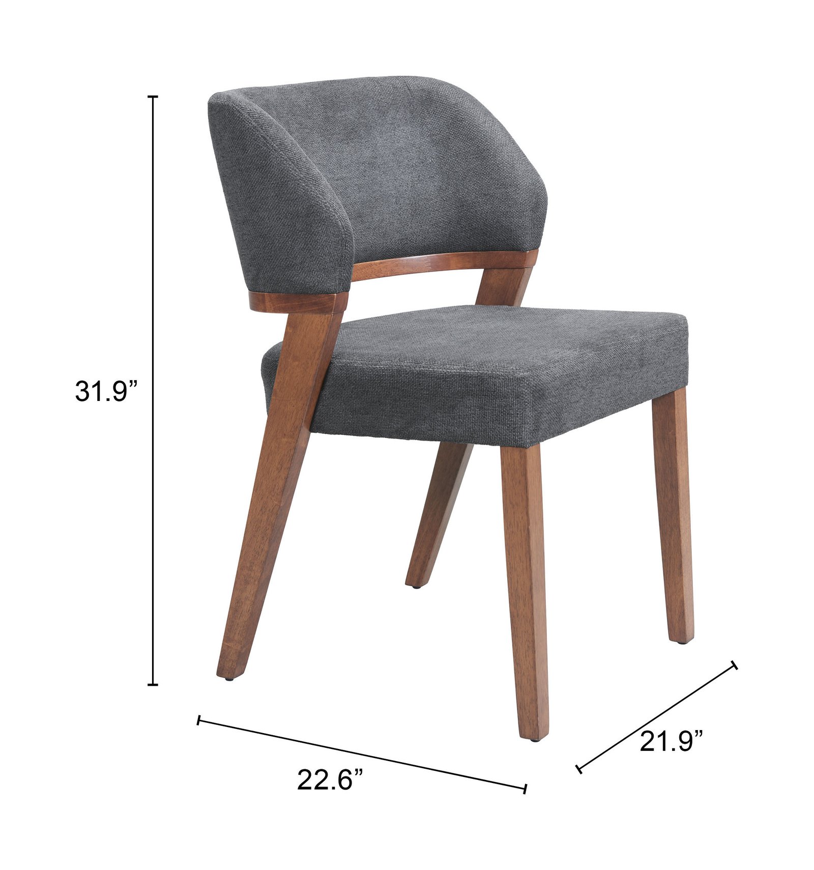 Sunobu Dining Chair (Set of 2) Azure Gray & Walnut - Image 8