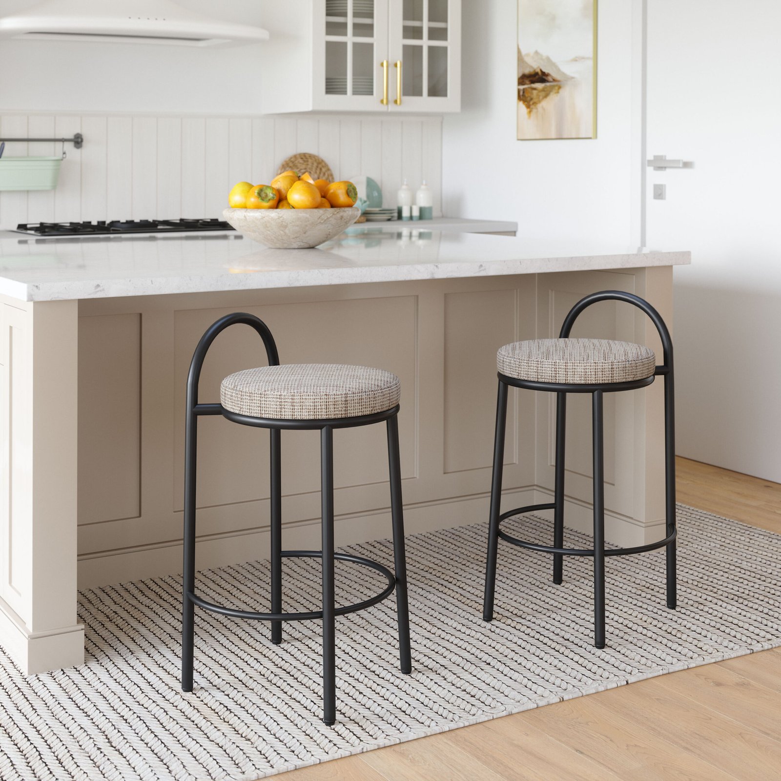 Sisal Counter Stool (Set of 2) Beige Tweed