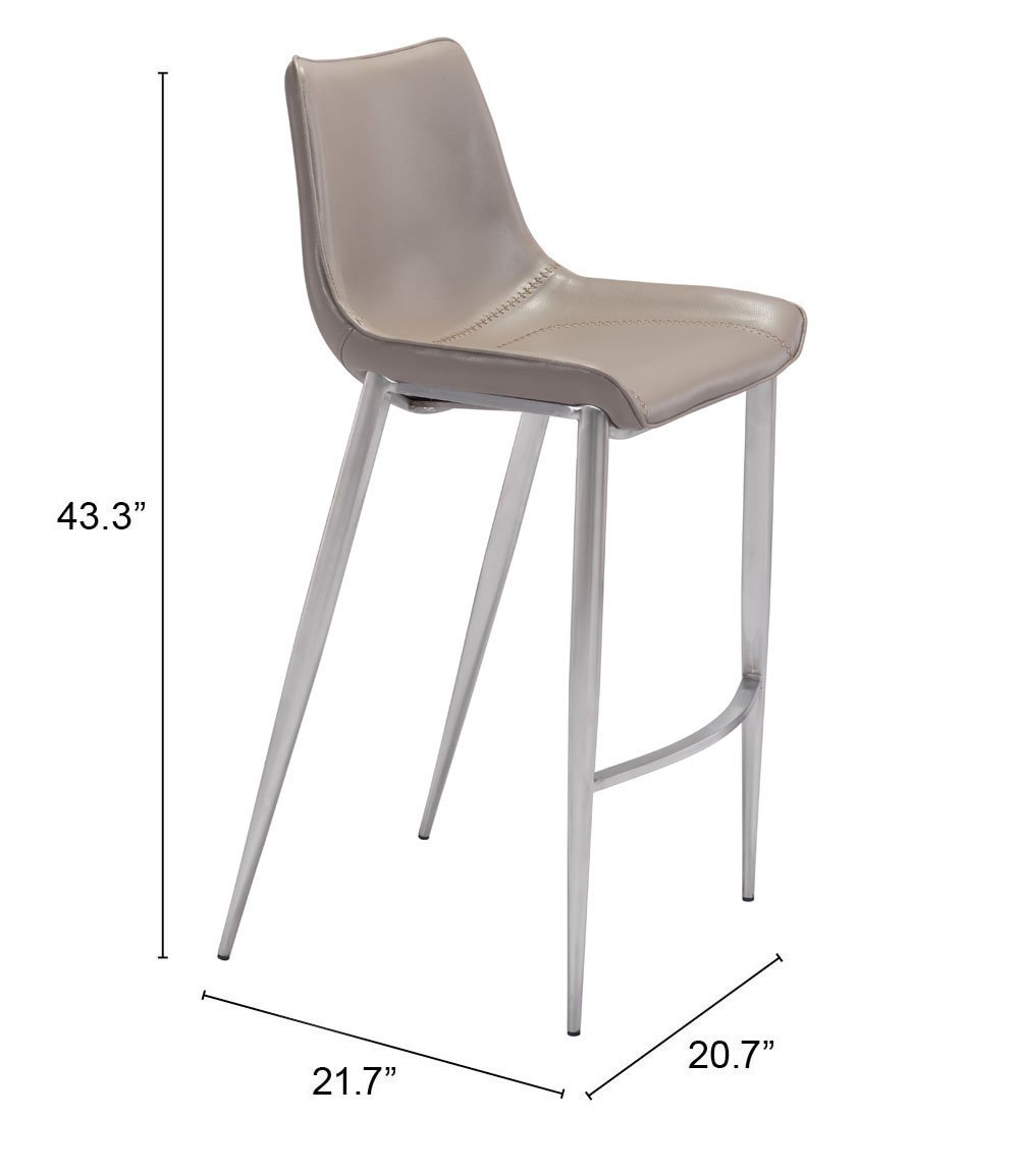 Magnus Barstool (Set of 2) Brown & Silver - Image 10