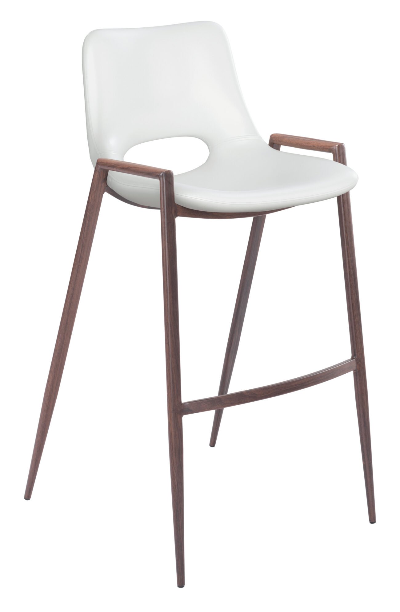 Desi Barstool (Set of 2) White & Walnut - Image 3