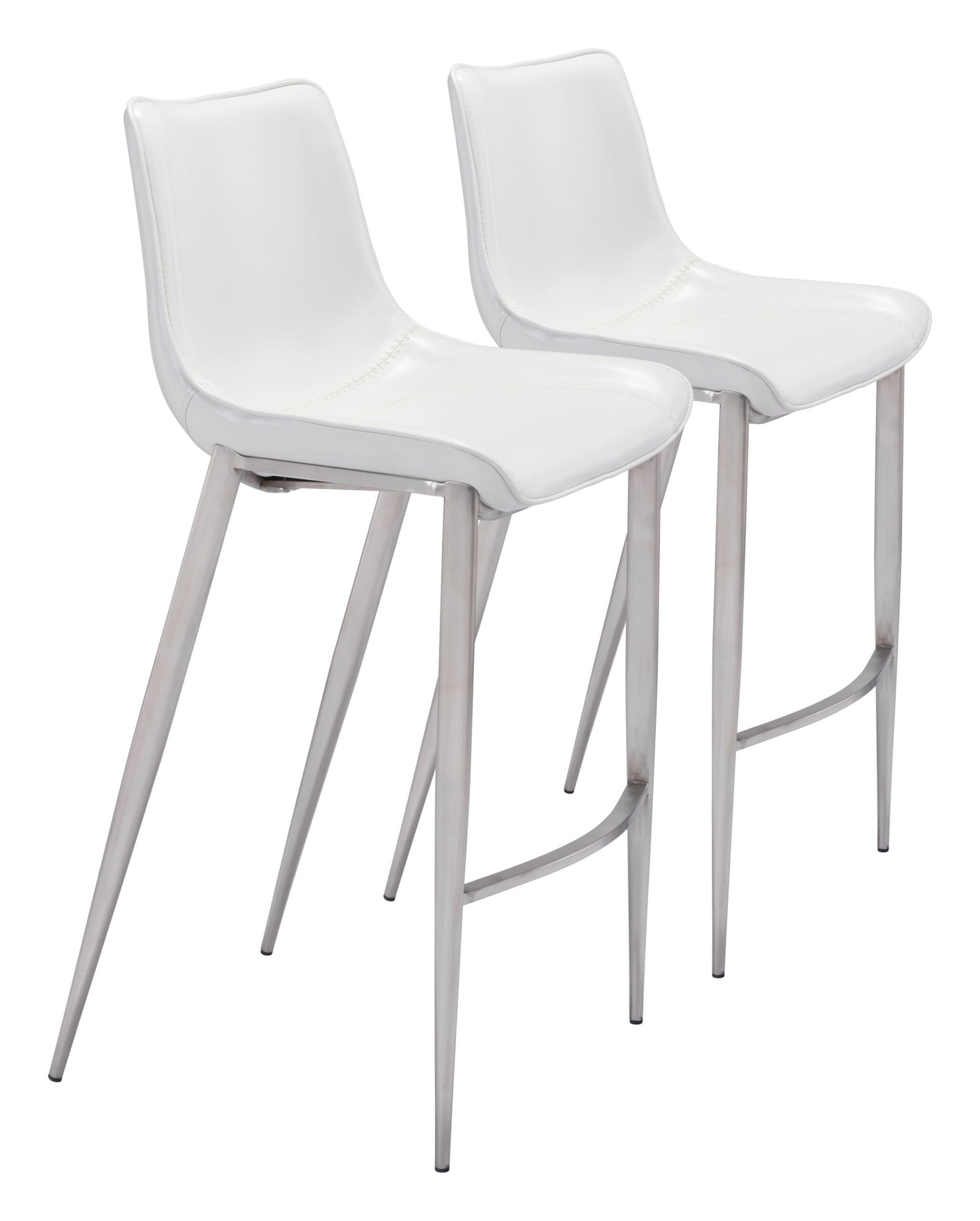 Magnus Barstool (Set of 2) White & Silver - Image 11