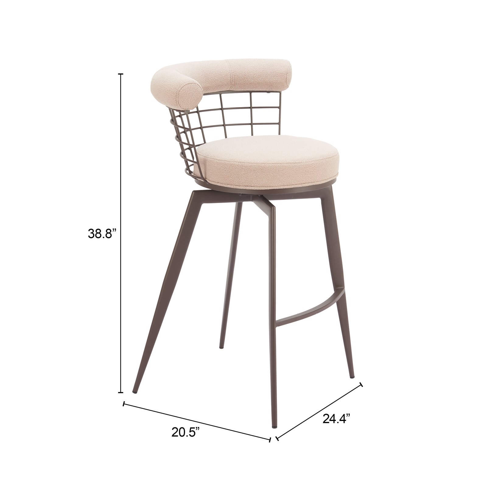 Saku Swivel Barstool Beige & Brown - Image 10