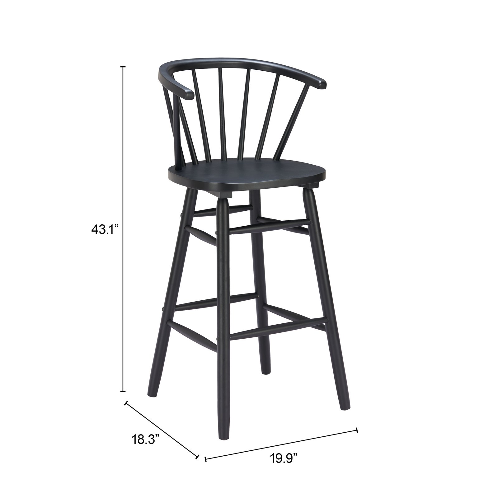 Stenger Barstool (Set of 2) Black - Image 8
