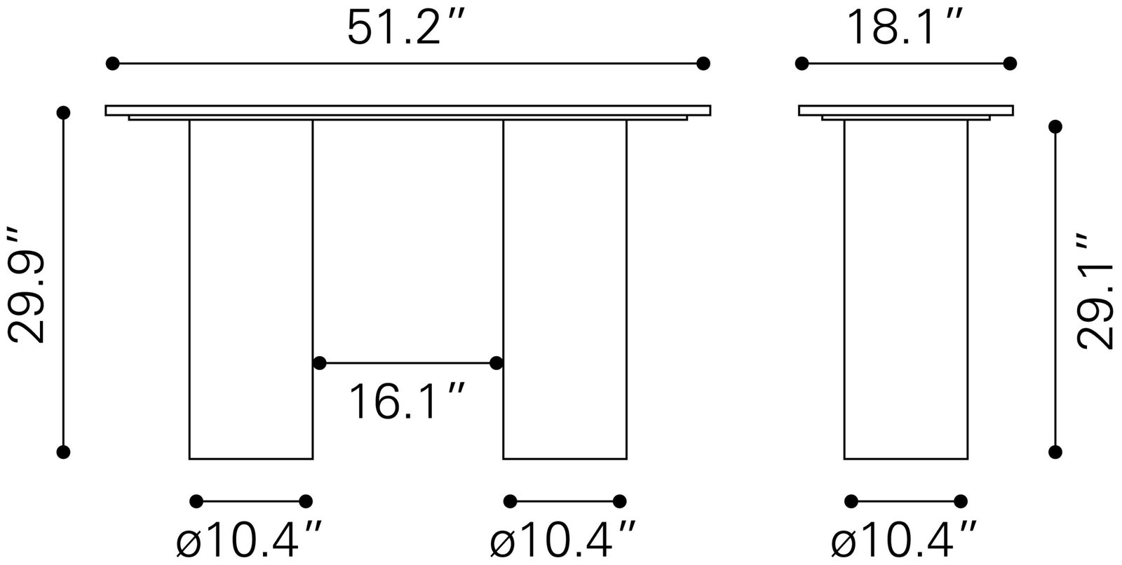 Izola Console Table White & Black - Image 11
