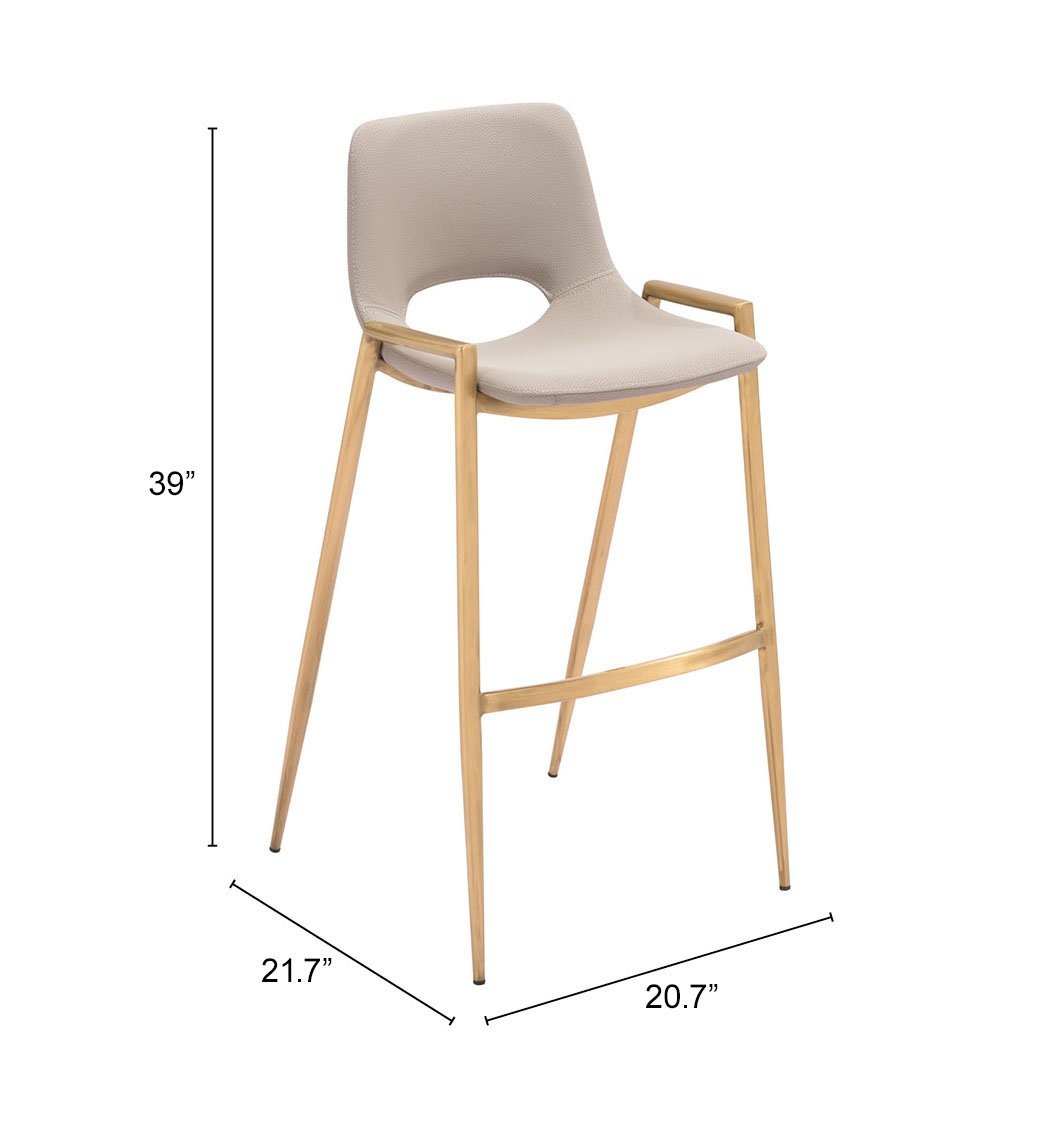 Desi Barstool (Set of 2) Beige & Gold - Image 9