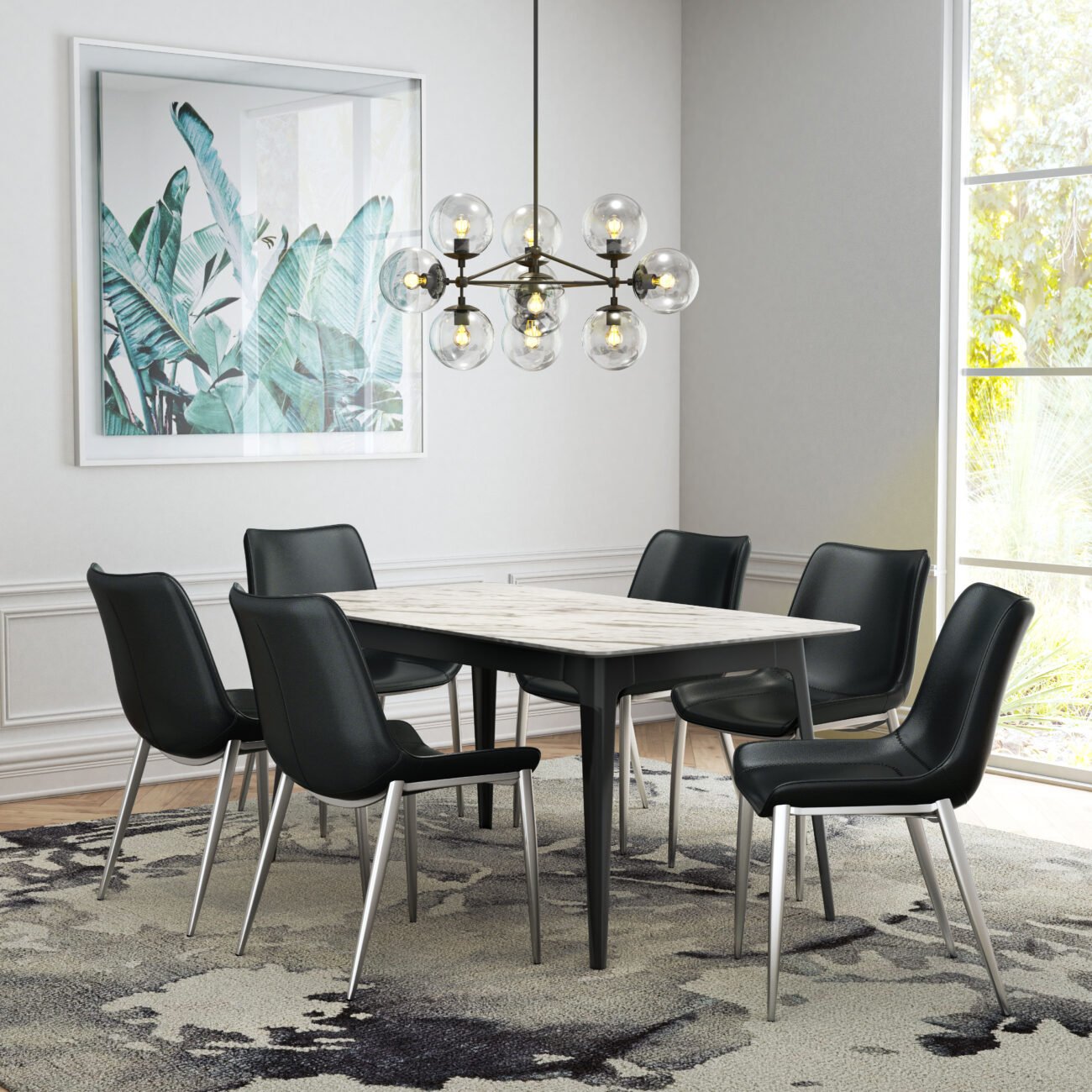 Magnus Dining Chair (Set of 2) Black & Silver - Image 2