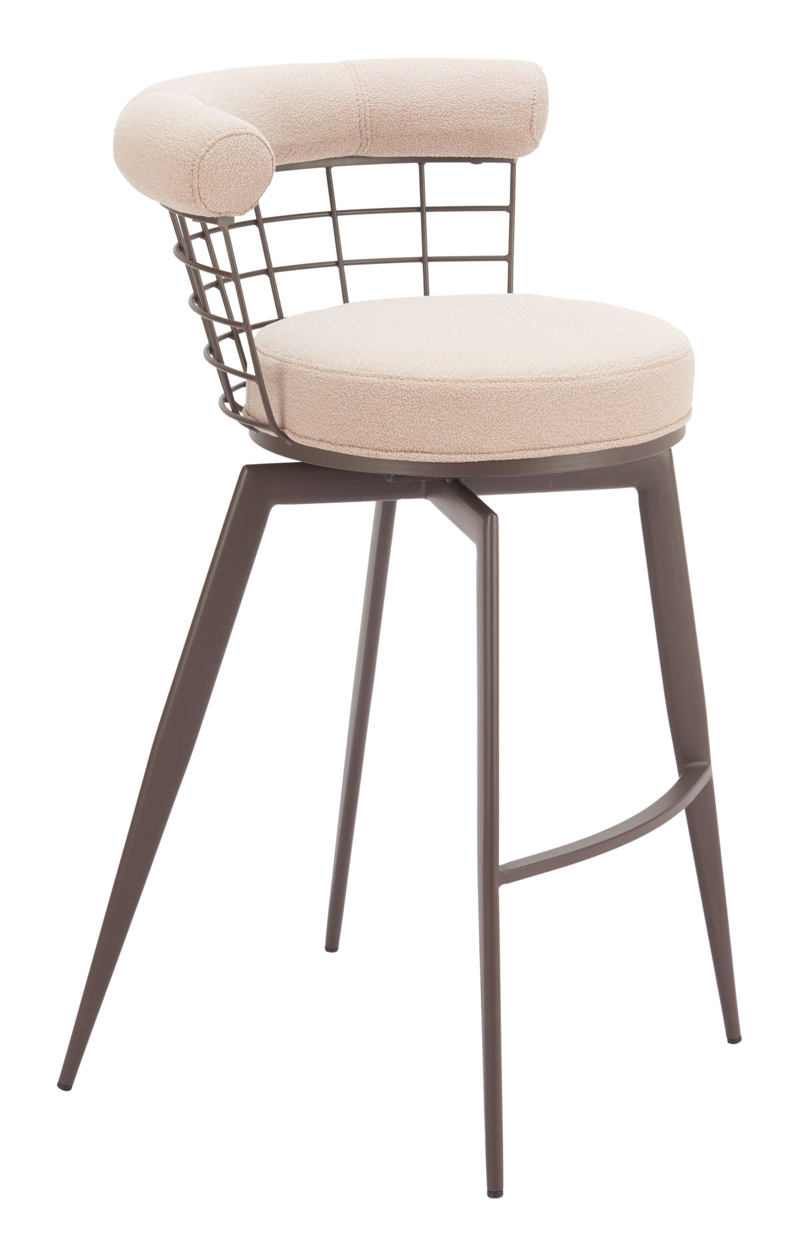 Saku Swivel Barstool Beige & Brown - Image 3