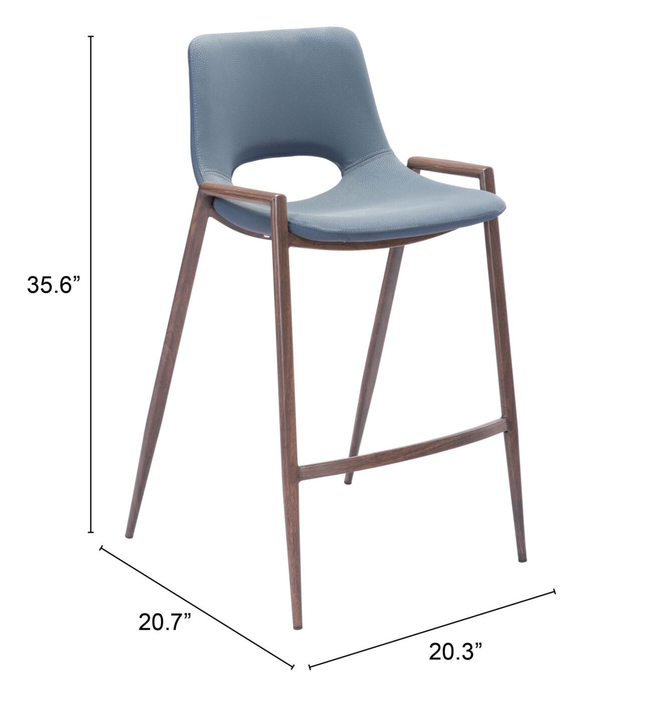 Desi Counter Stool (Set of 2) Azure Gray & Walnut - Image 10