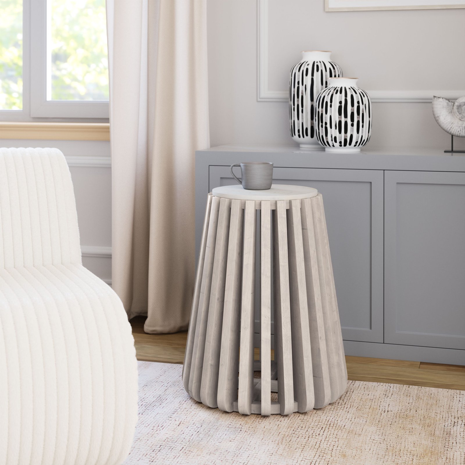 Cyprus Side Table White & Whitewashed