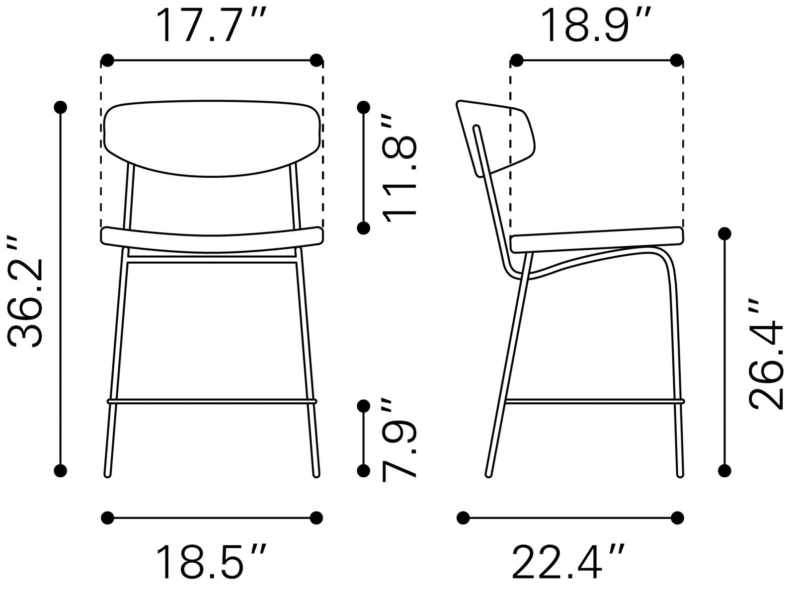 Charon Counter Stool (Set of 2) Vintage Brown - Image 10