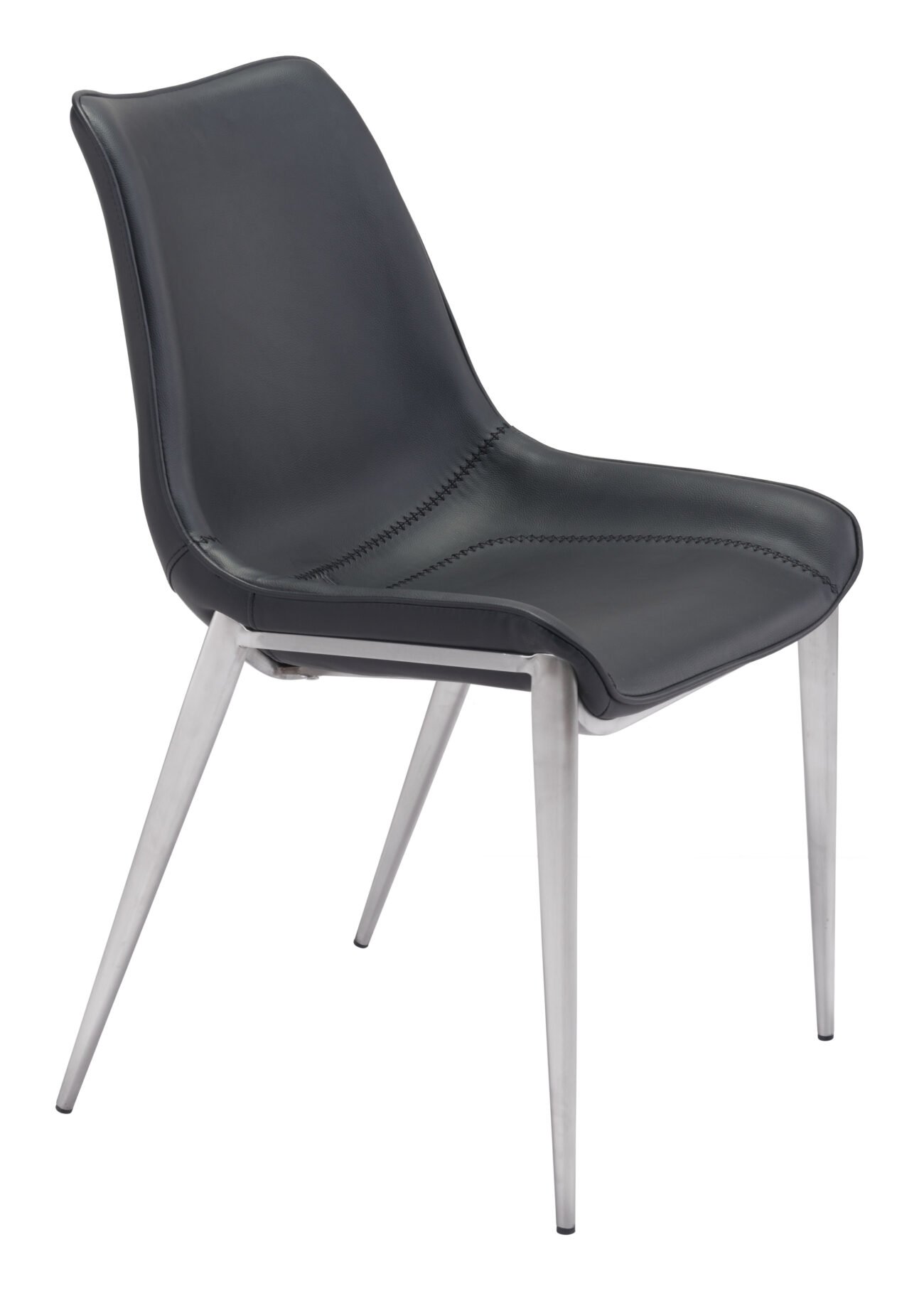 Magnus Dining Chair (Set of 2) Black & Silver - Image 4