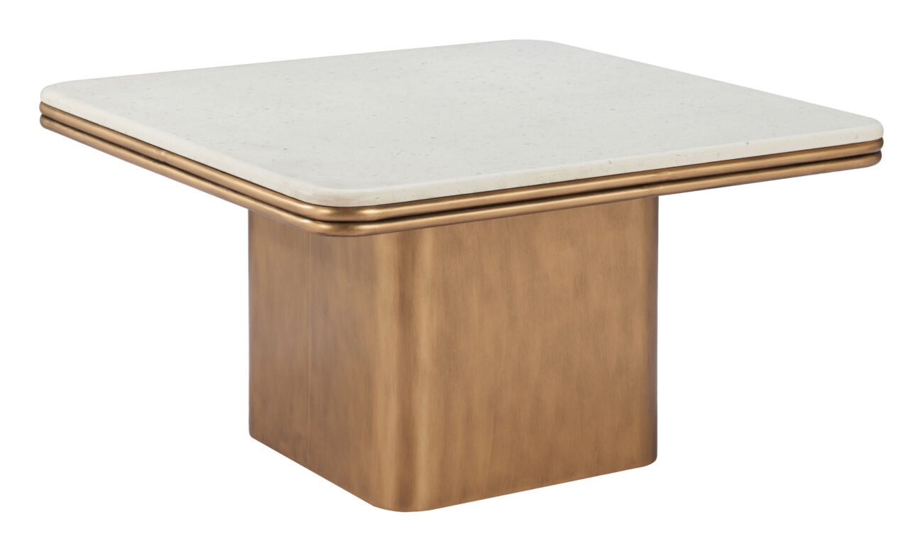Cher Coffee Table White & Brass - Image 4