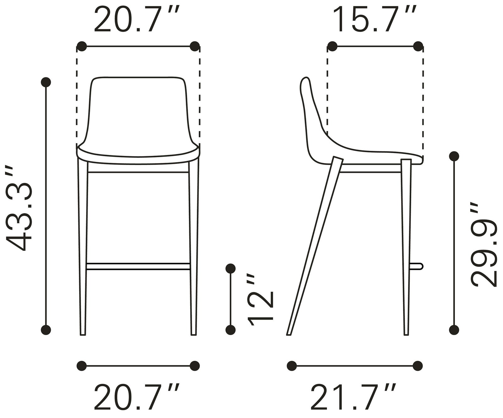 Magnus Barstool (Set of 2) Brown & Walnut - Image 9