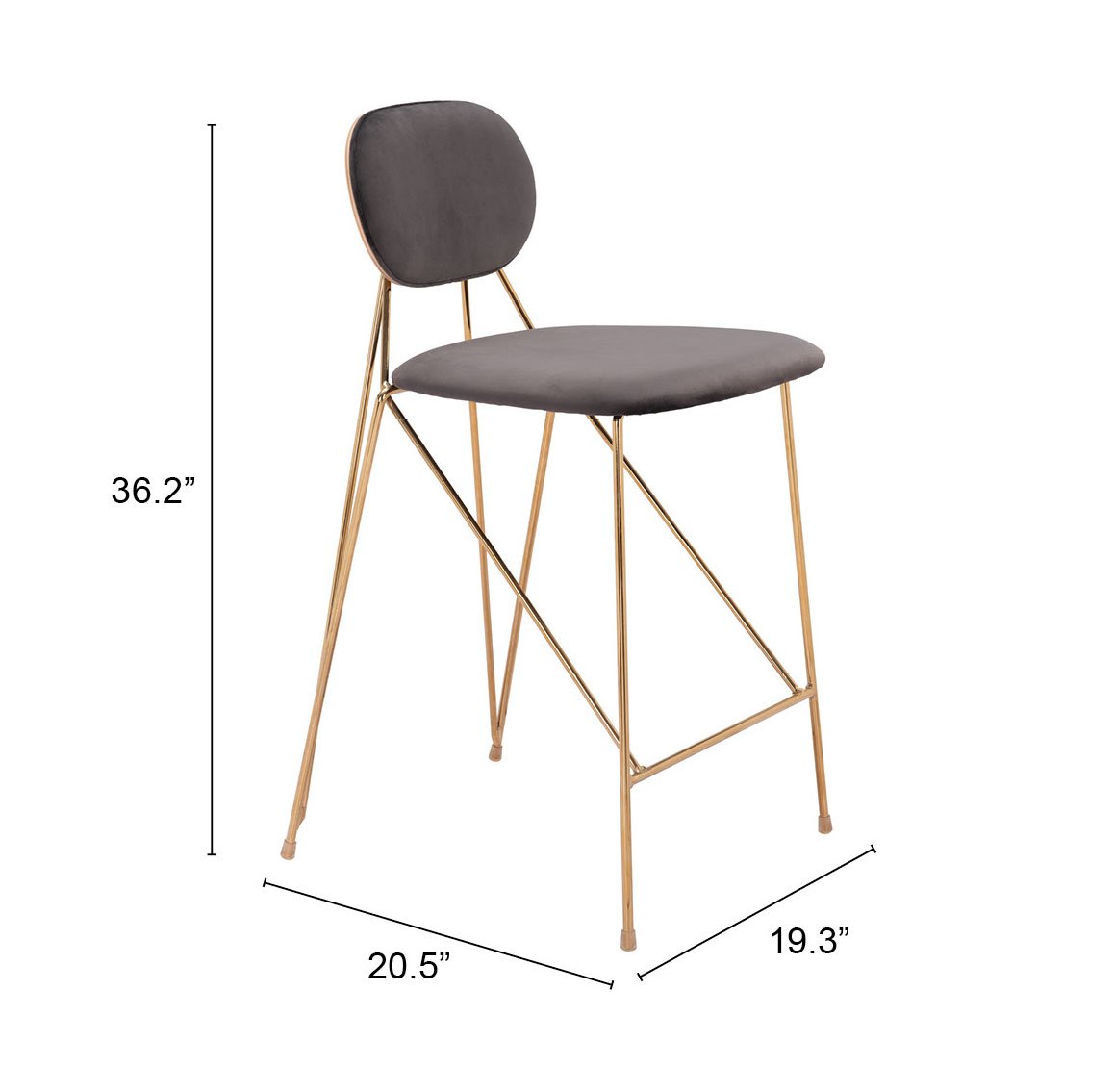 Georges Counter Stool (Set of 2) Gray & Gold - Image 9