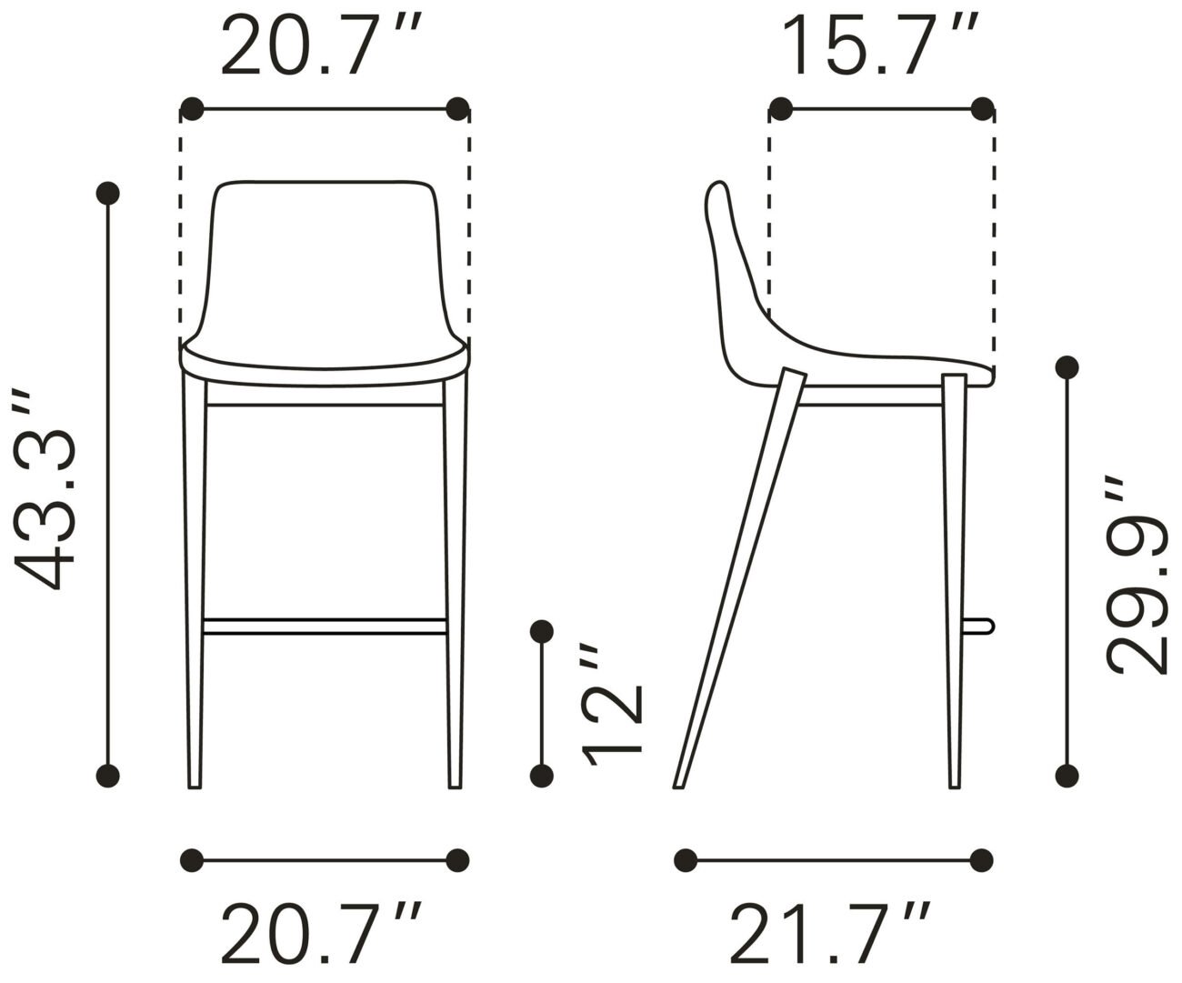 Magnus Barstool (Set of 2) Brown & Silver - Image 9