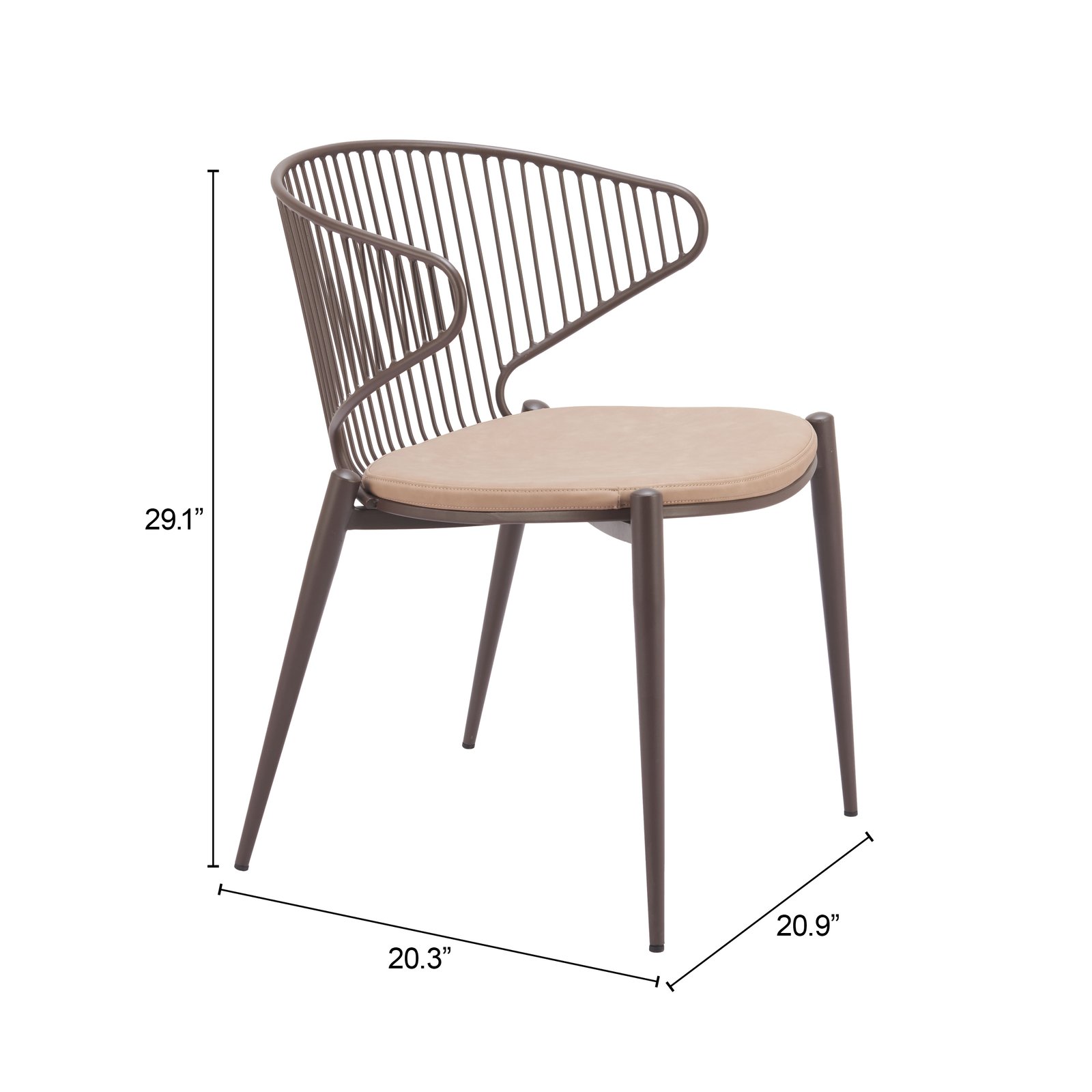Silues Dining Chair (Set of 2) Taupe & Brown - Image 8