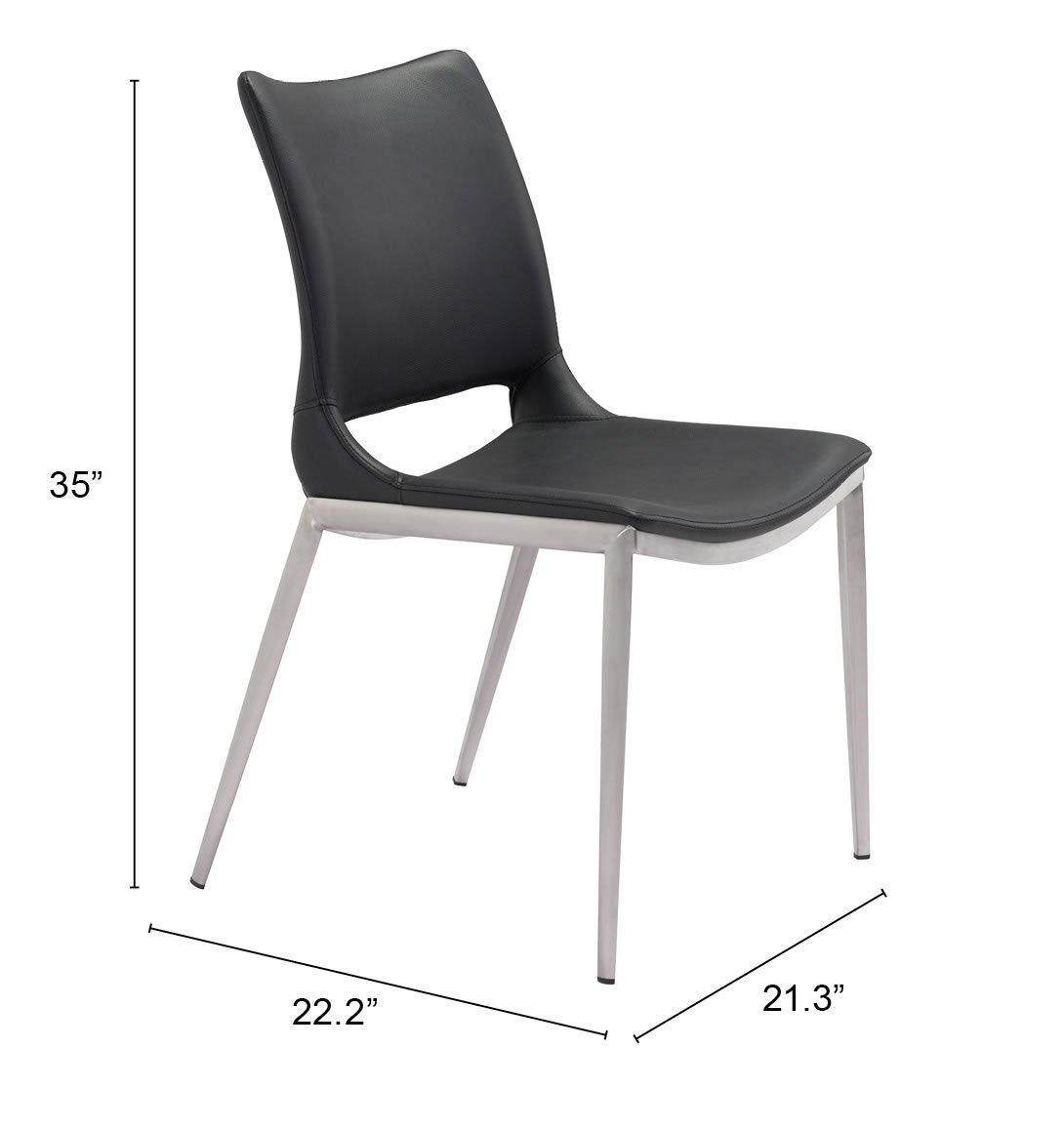 Ace Dining Chair (Set of 2) Black & Silver - Image 11