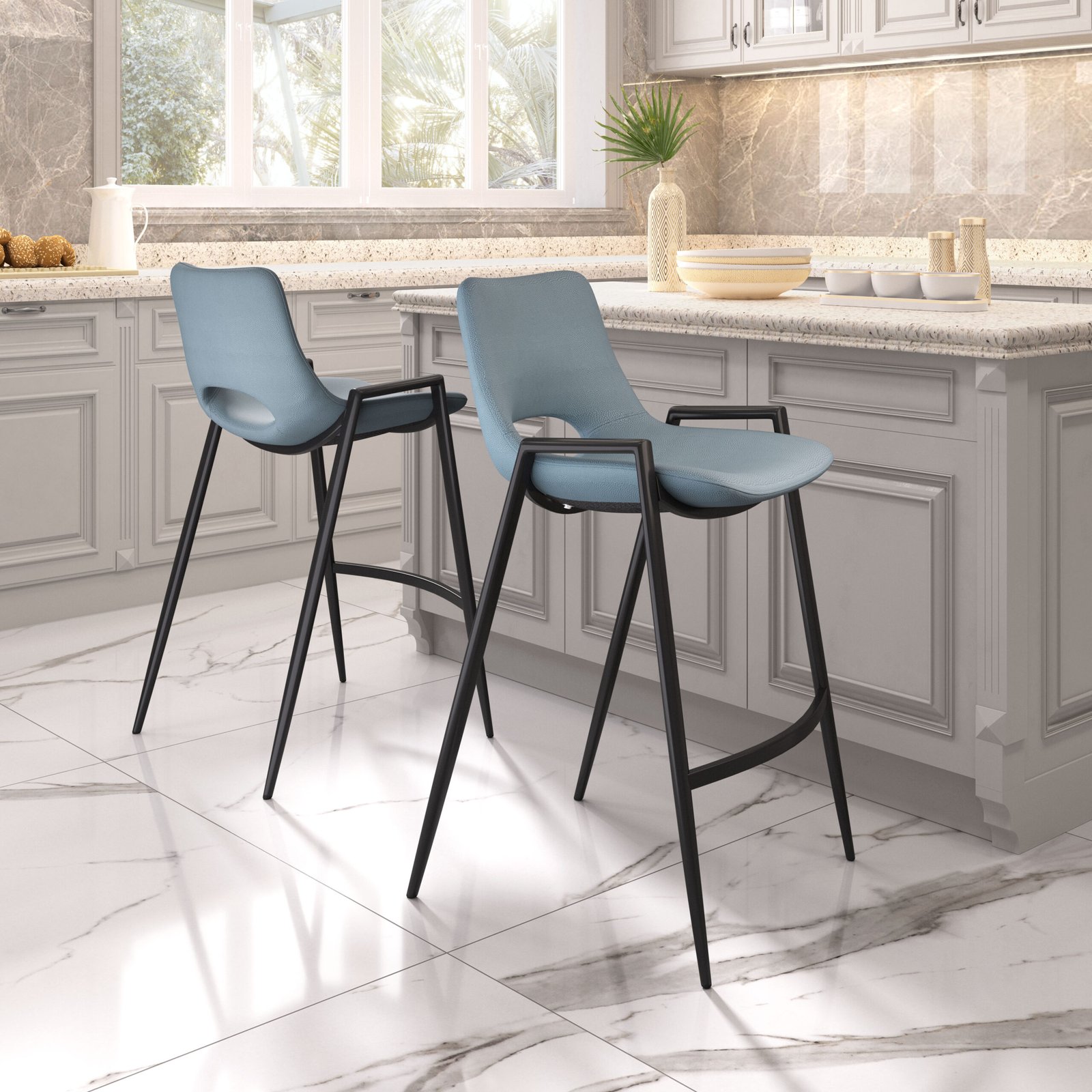 Desi Counter Stool (Set of 2) Azure Gray - Image 2