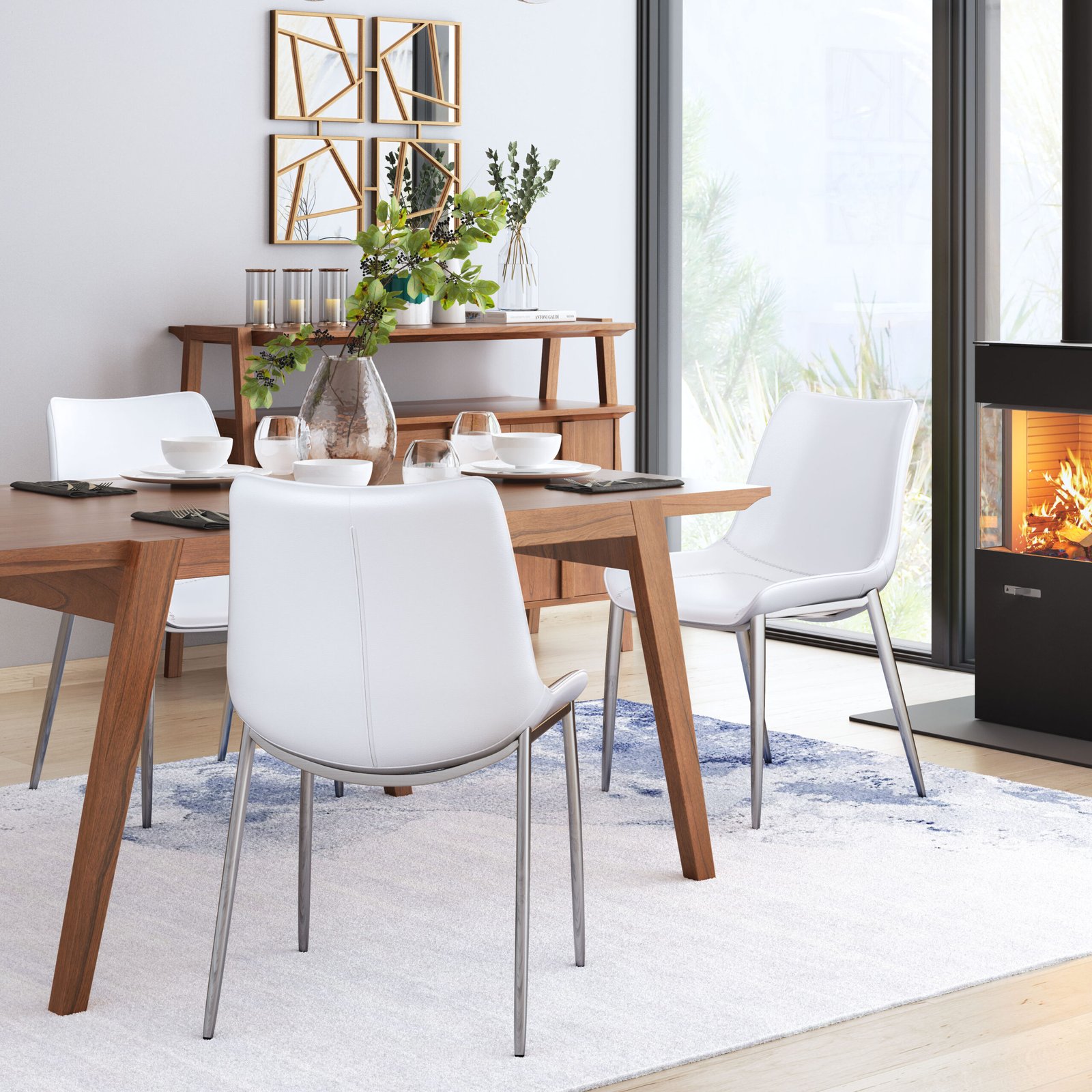 Magnus Dining Chair (Set of 2) White & Silver - Image 3
