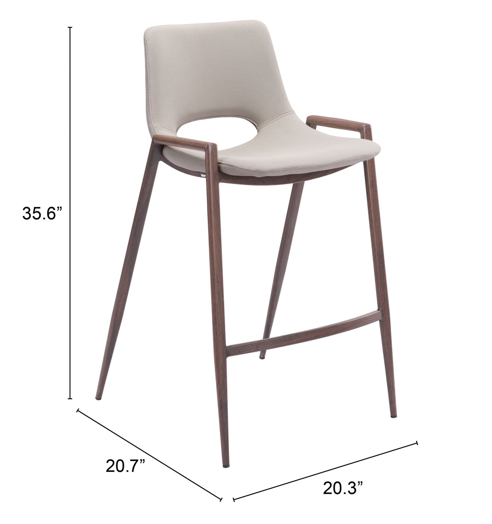 Desi Counter Stool (Set of 2) Beige & Walnut - Image 10