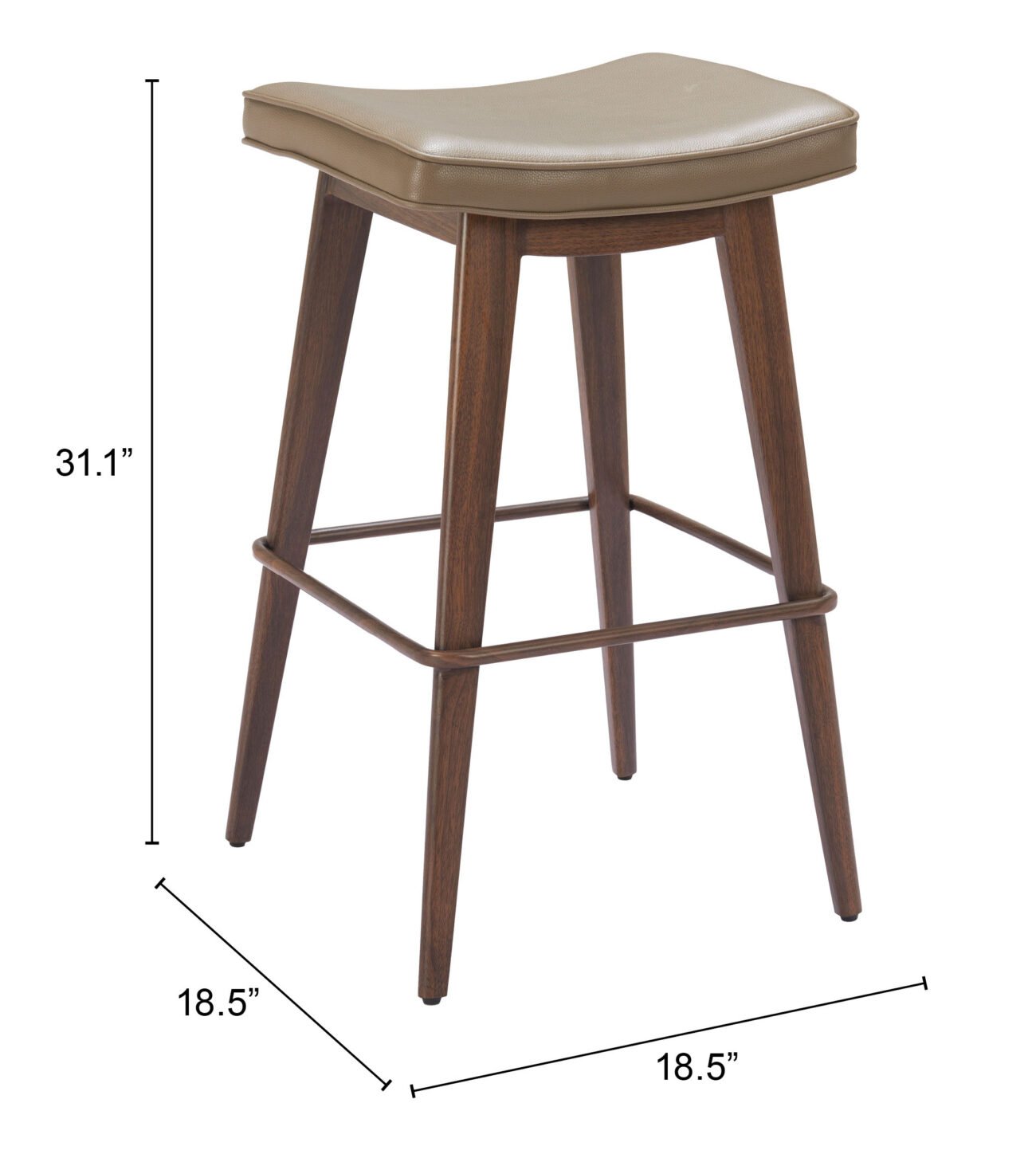 Divat Barstool (Set of 2) Taupe & Walnut - Image 6