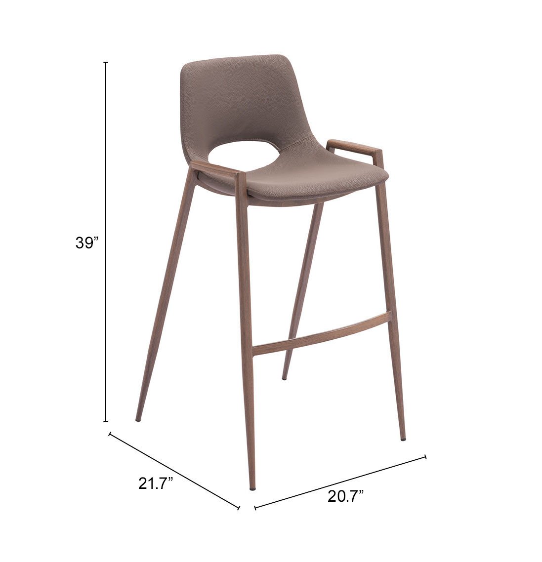 Desi Barstool (Set of 2) Brown & Walnut - Image 10
