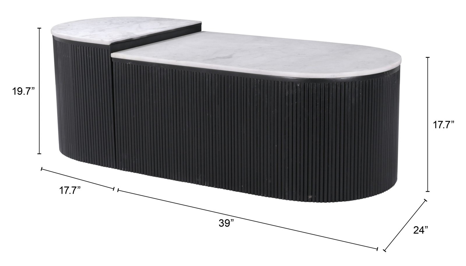 Ormara Coffee Table Set (2-Piece) White & Black - Image 9