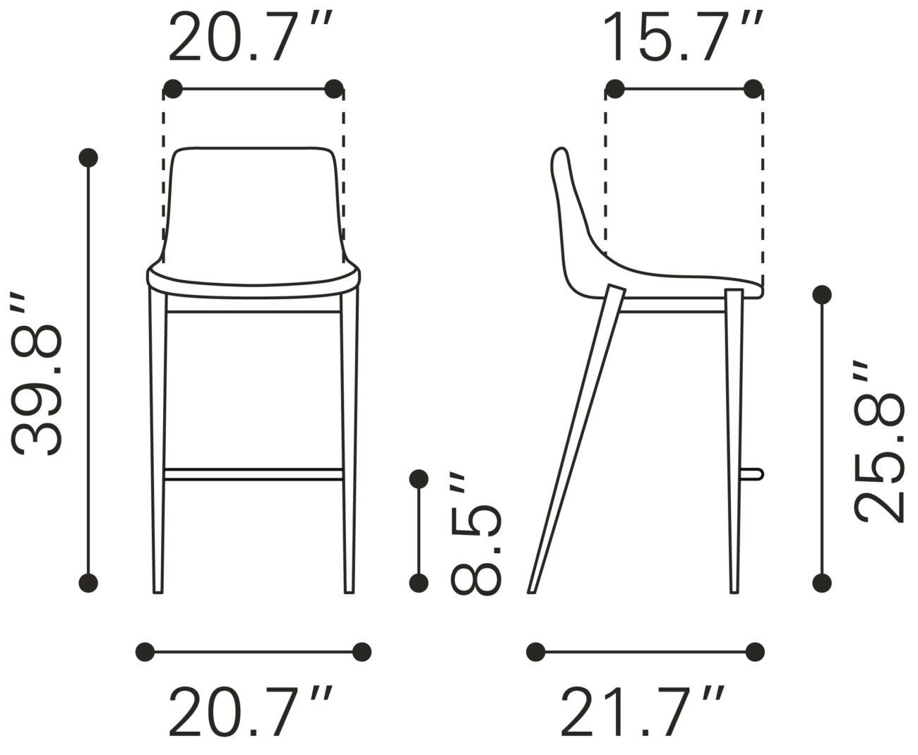 Magnus Counter Stool (Set of 2) Black & Walnut - Image 8